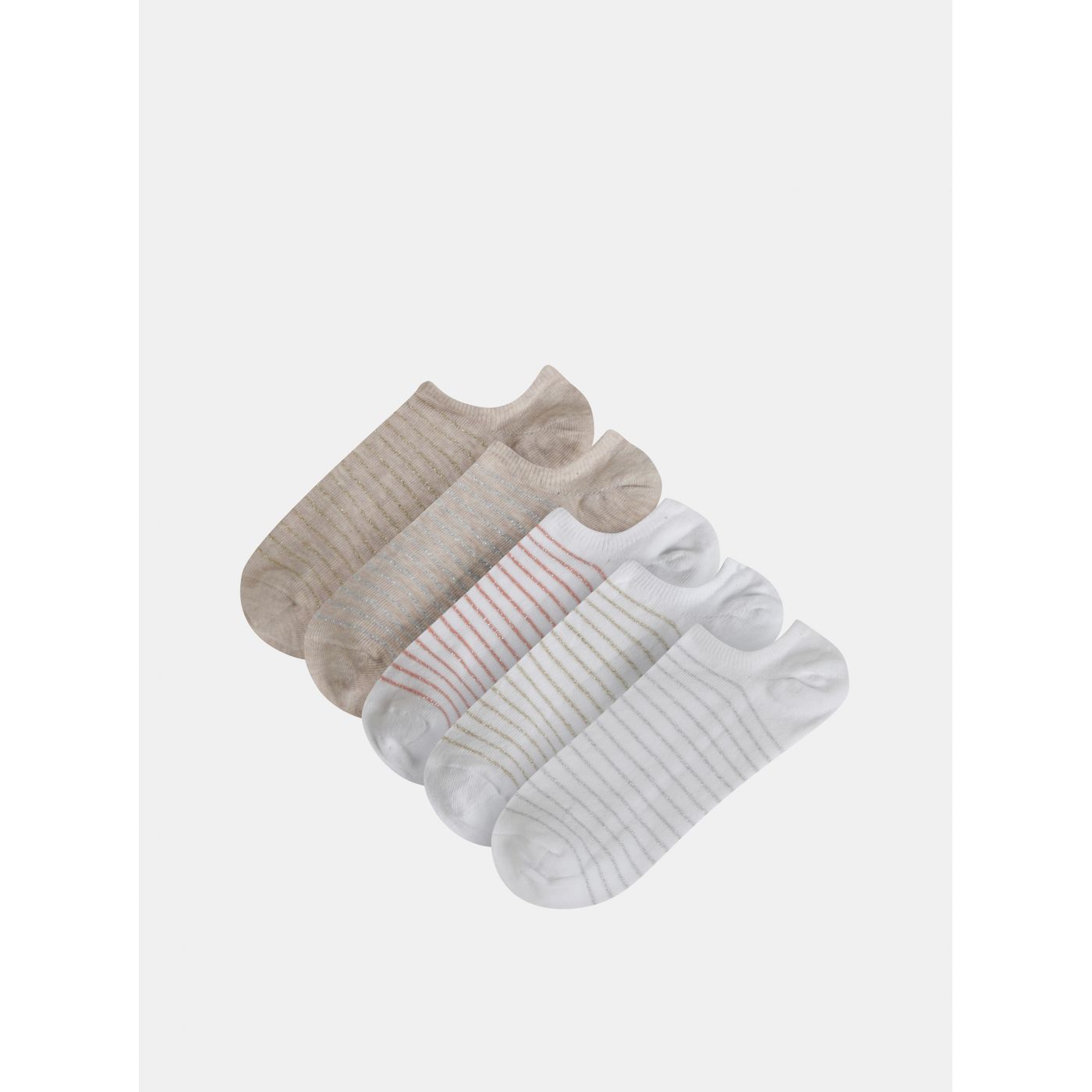 Set of five pairs of striped socks in white and beige TALLY WEiJL Damy