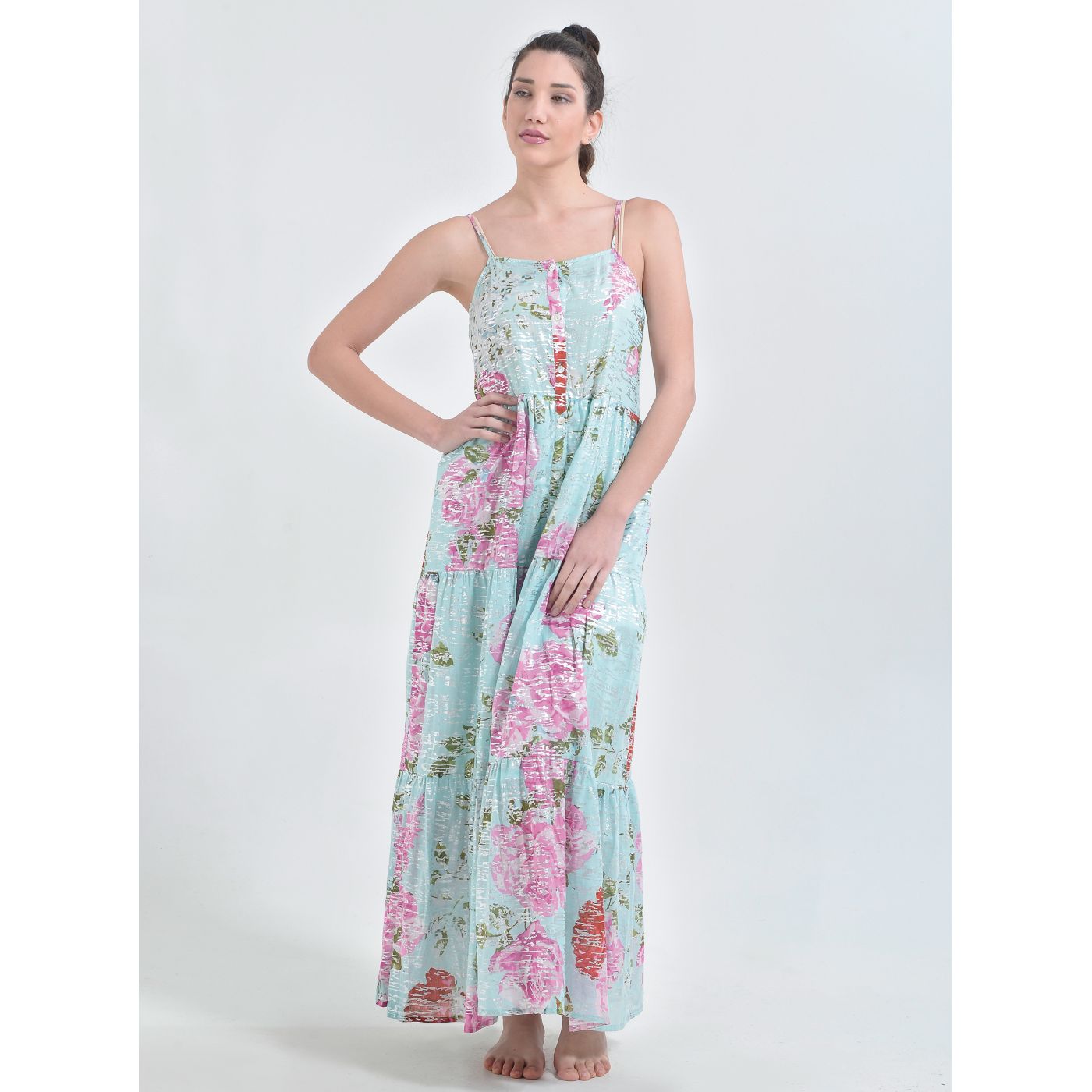 Light Blue Floral Maxi Dress Ble