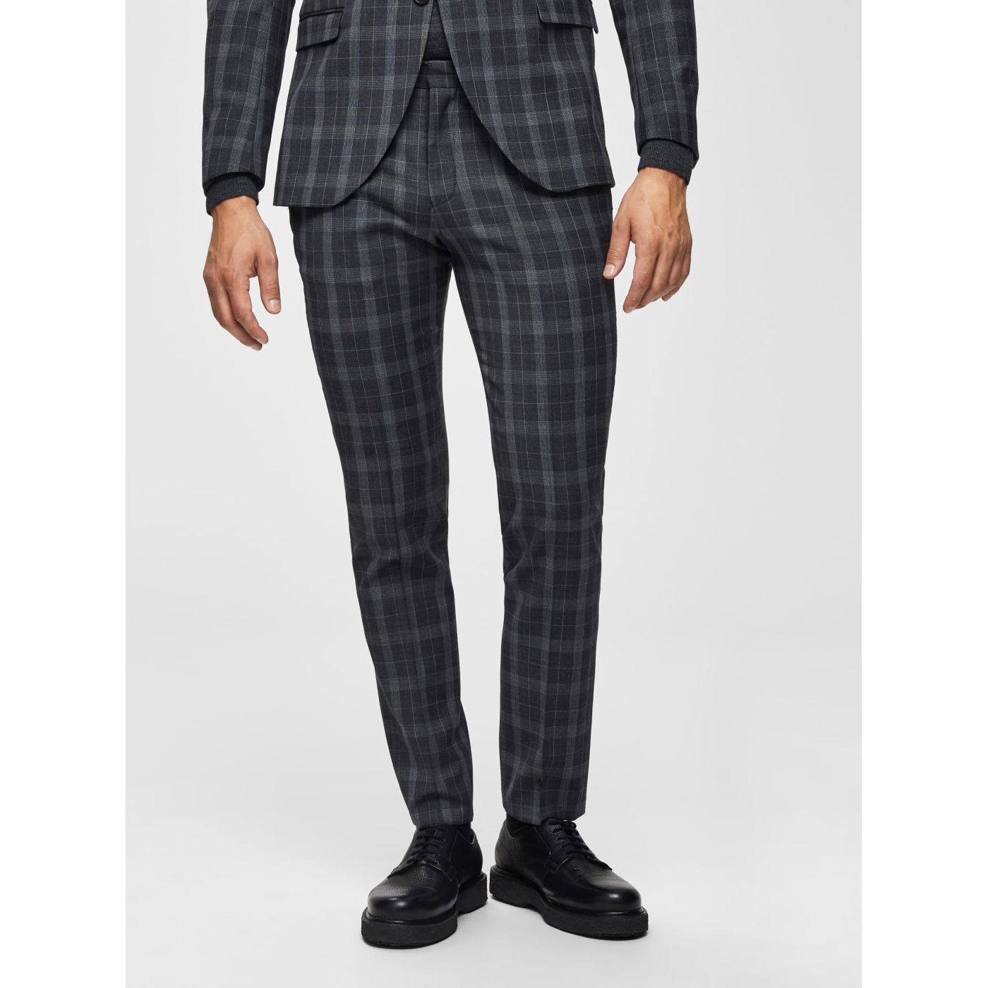 Grey Plaid Suit Slim Fit Pants with Admixture Wool Selected Homme Myloport