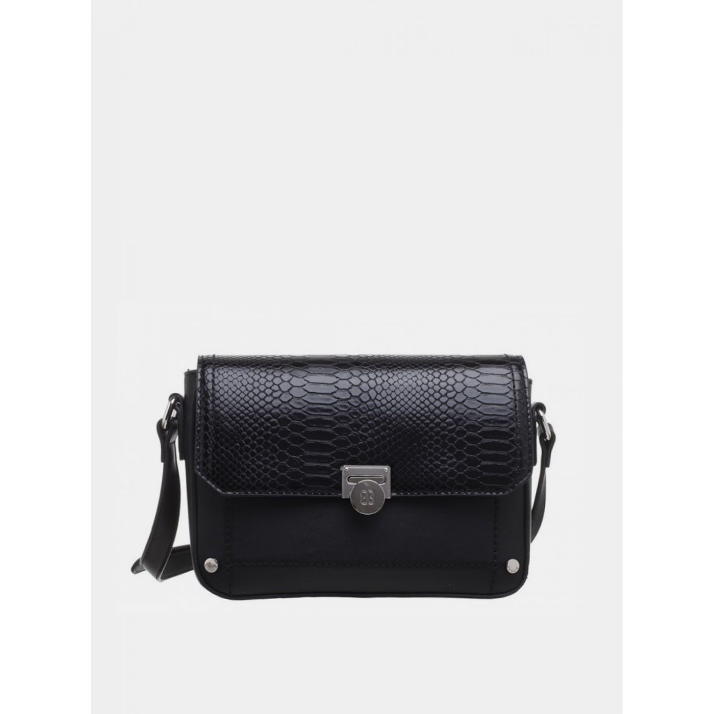 Black crossbody snake-patterned handbag Bessie London