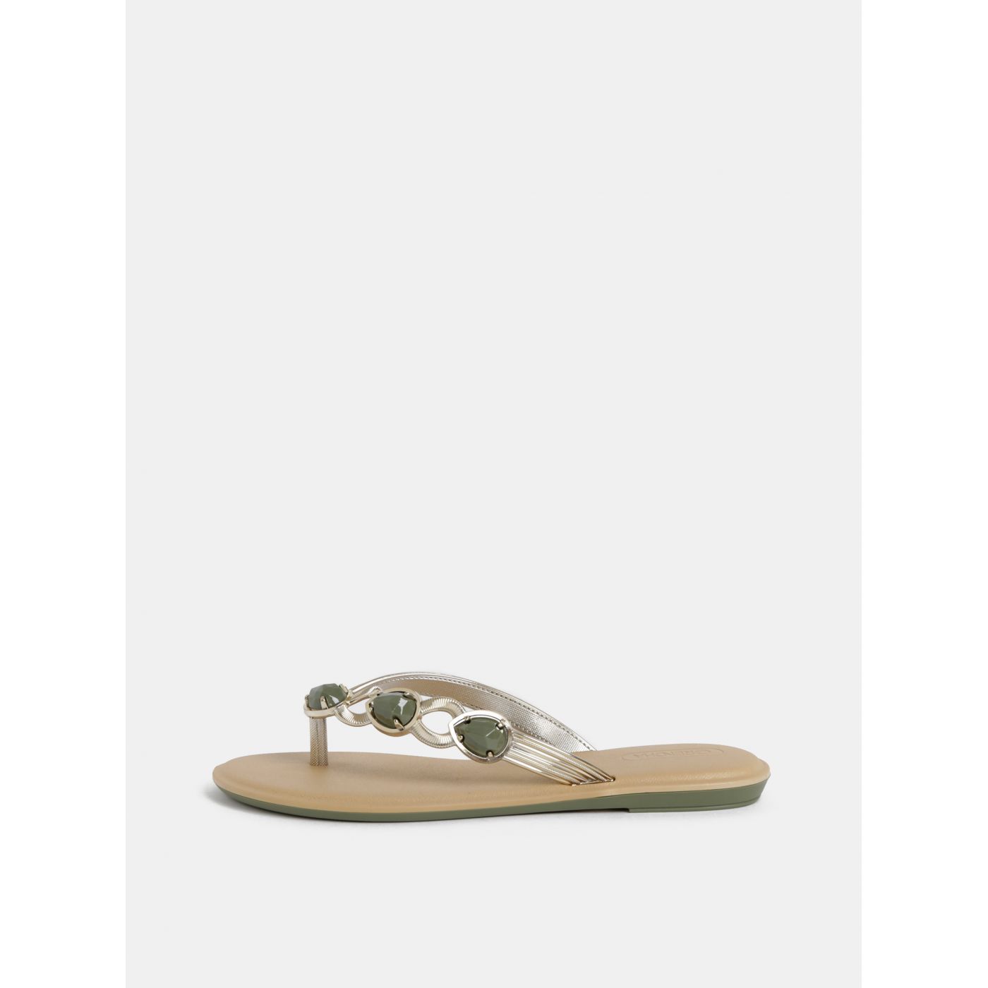 Flip-flops in beige-gold with grendha descolada decorative application