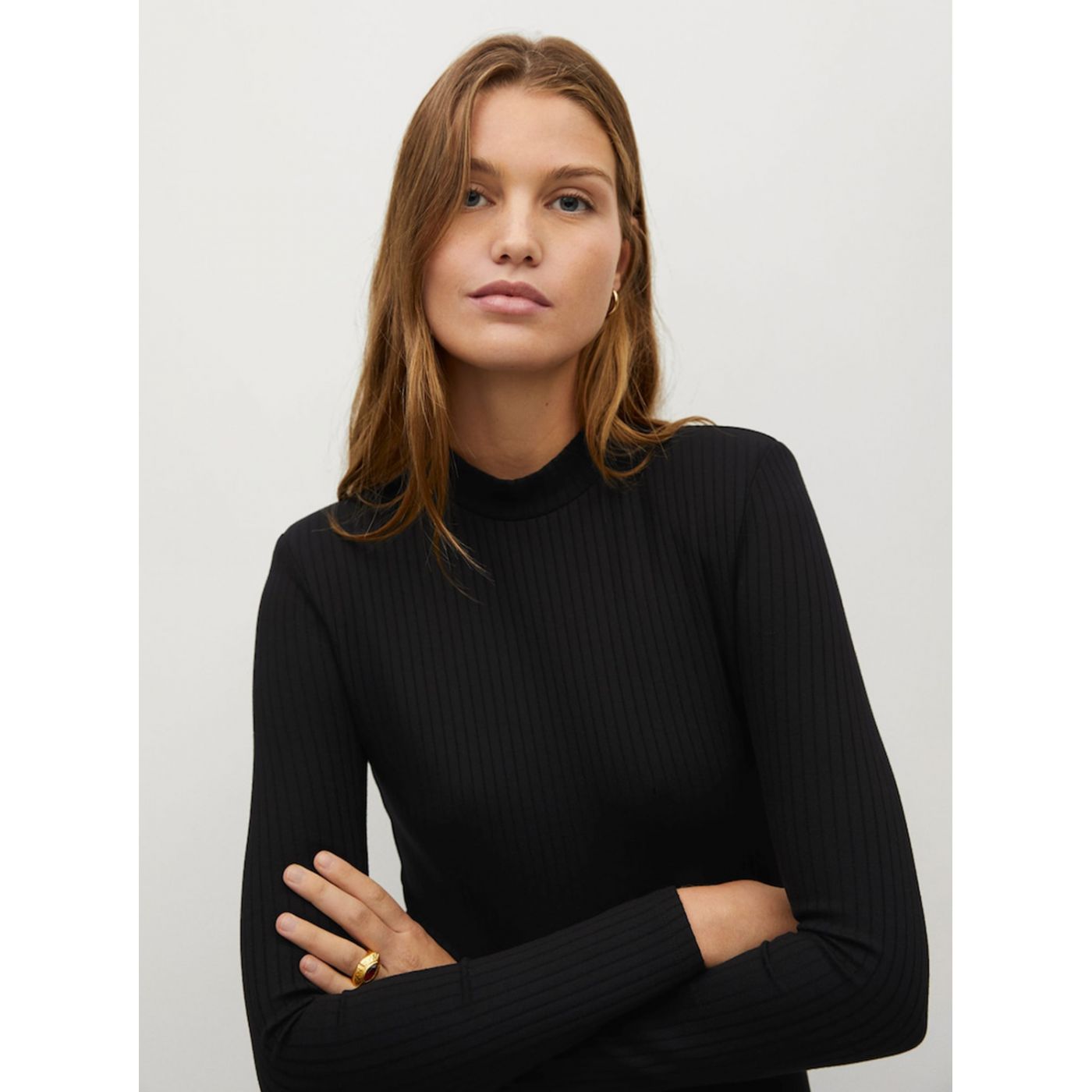 Black Ribbed Dress Mango