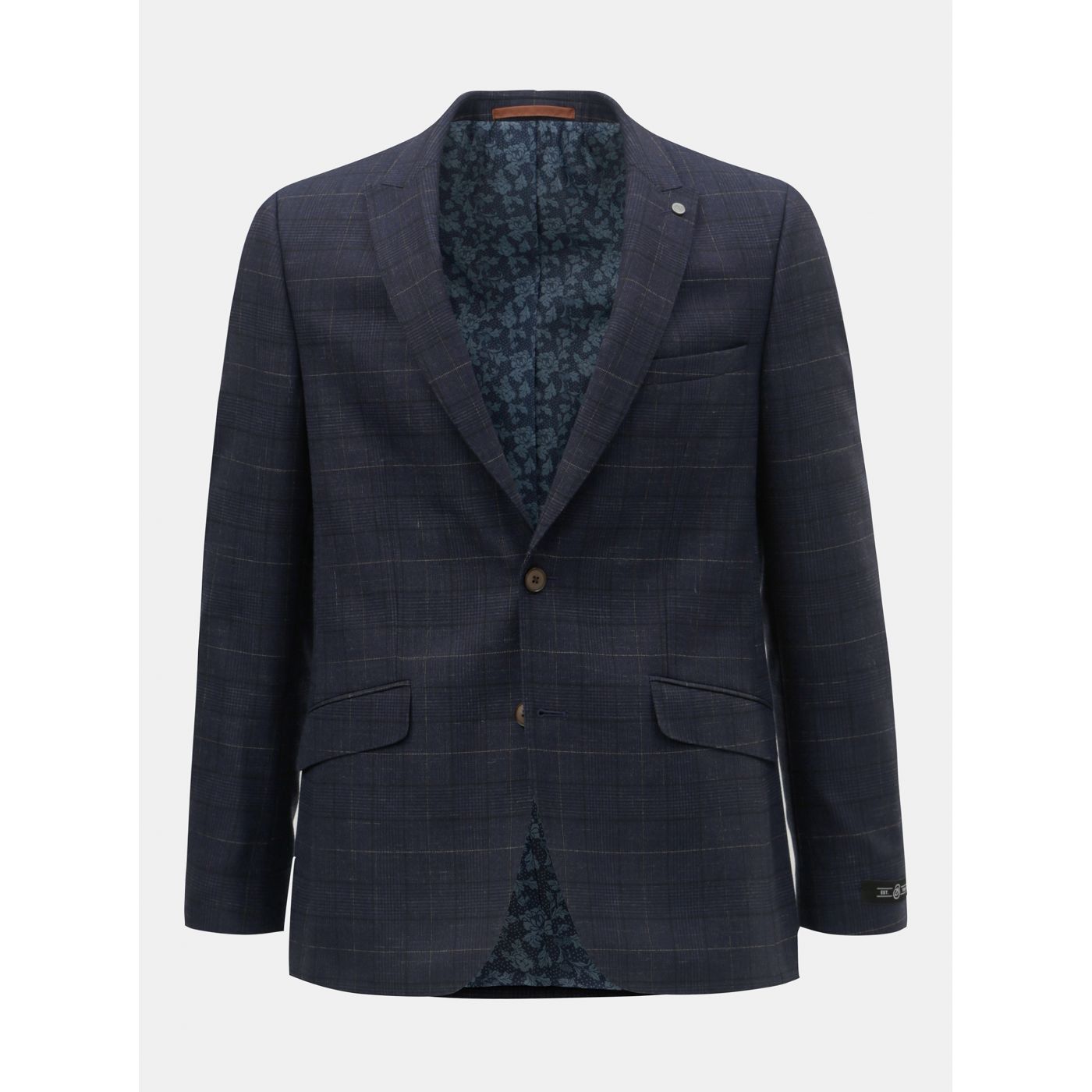 Burton Menswear London Navy Blue Plaid Suit