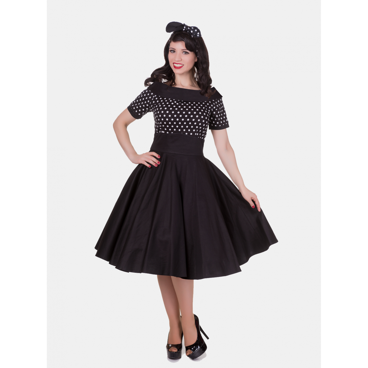 Dolly & Dotty Darlene Black Polka Dot Dress