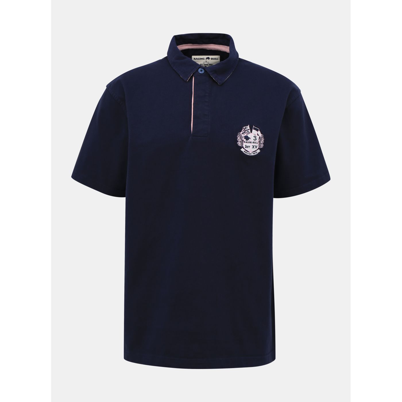 Dark Blue Polo T-Shirt with Raging Bull Embroidery