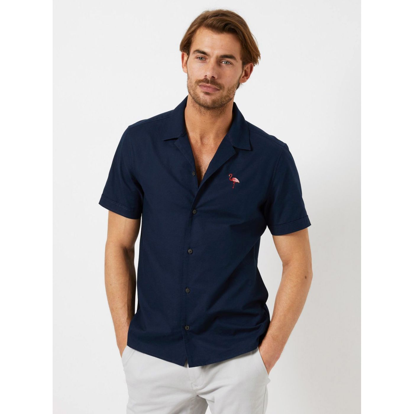 Burton Menswear London Dark Blue Shirt with Embroidery