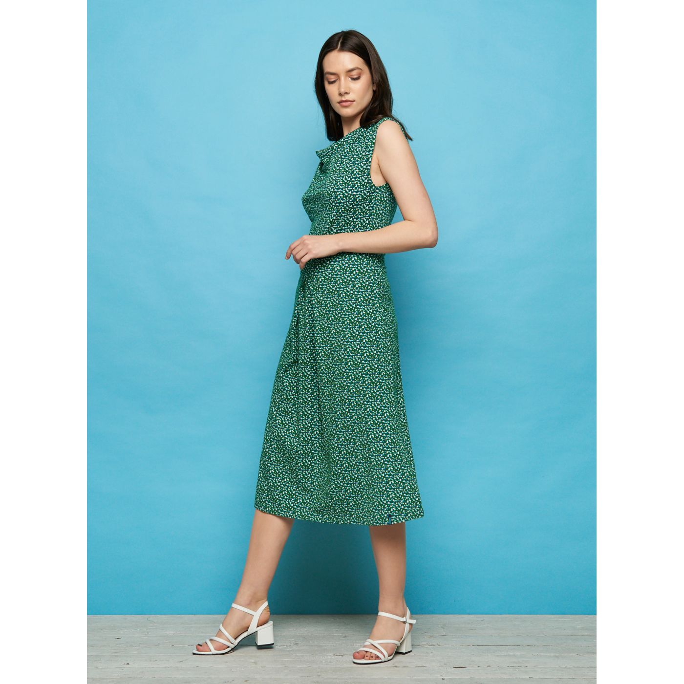 Dark green patterned tranquillo midi dress