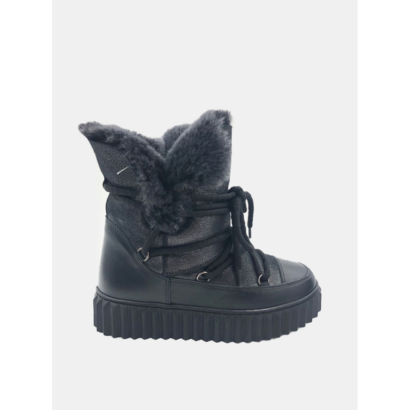 Black Women's Leather Winter Shoes WILD