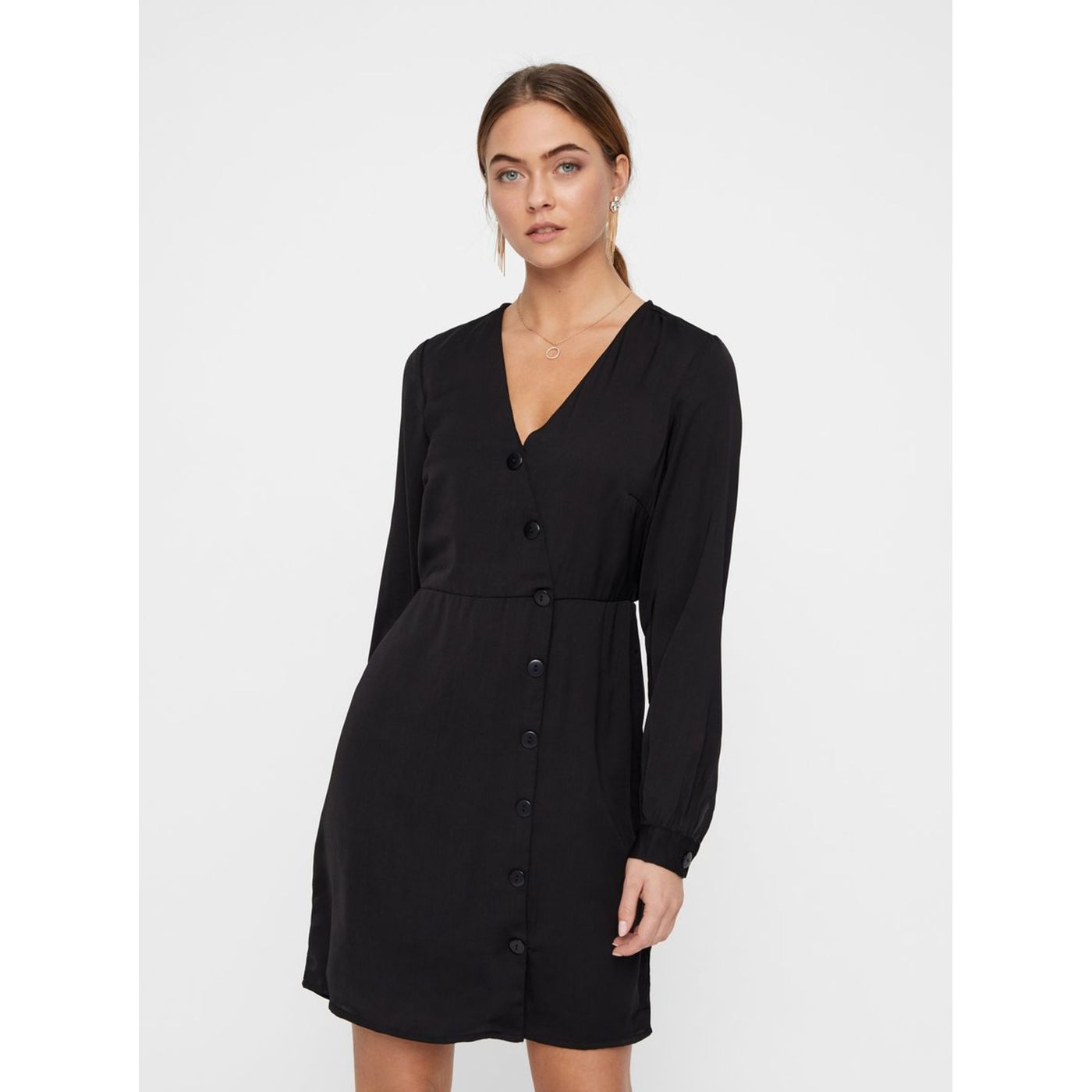 Black dress with decorative buttons VERO MODA Baya