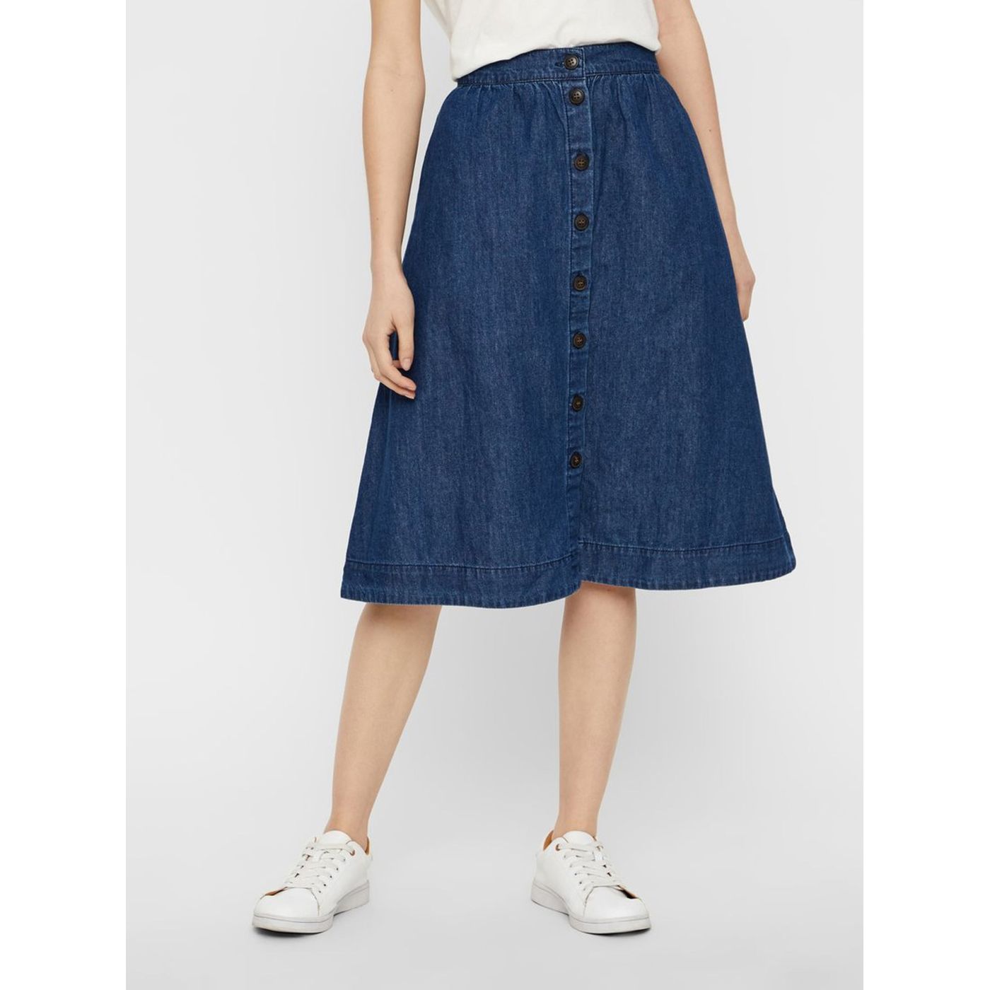 Dark blue denim skirt with buttons VERO MODA Flavia