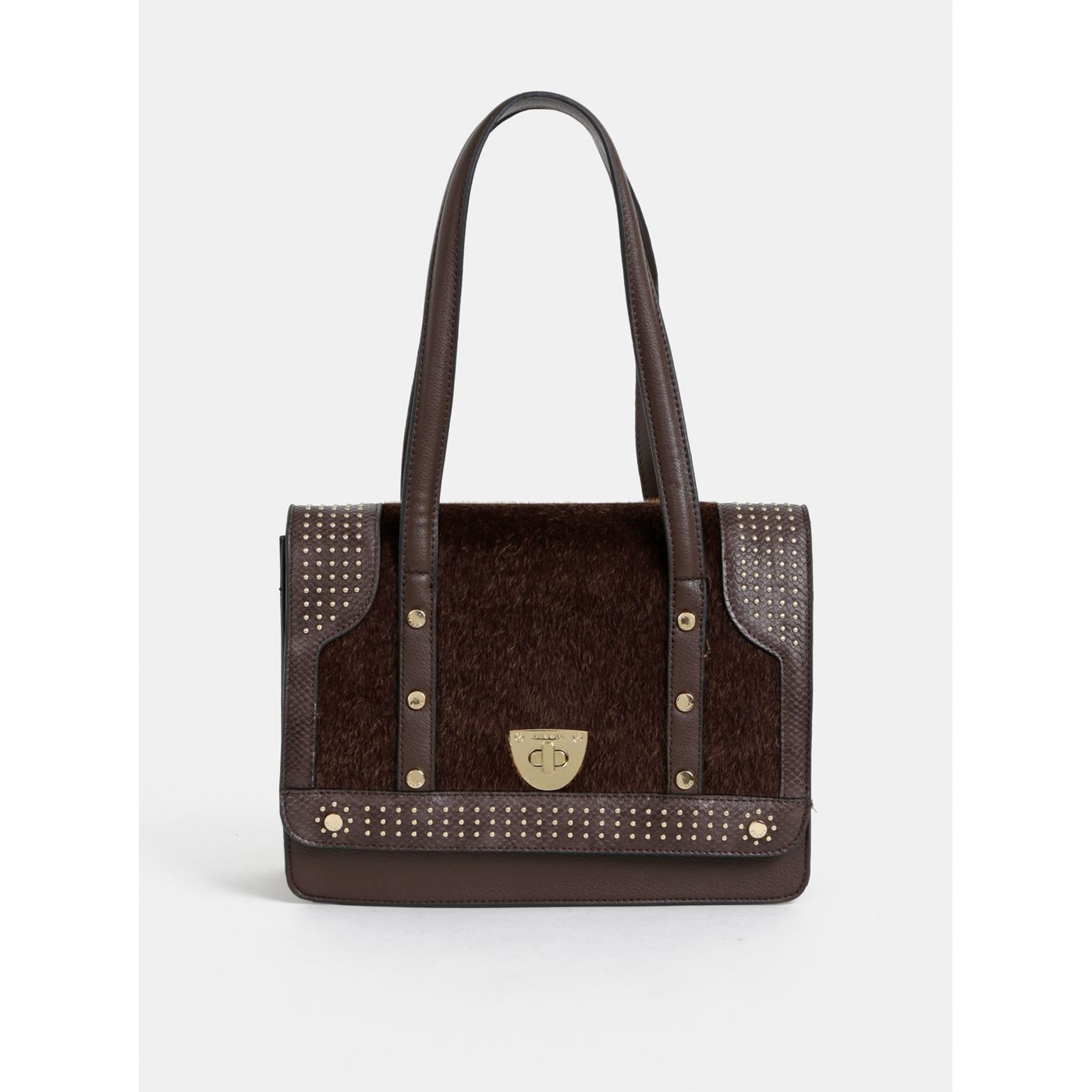Dark brown handbag with artificial fur bessie London