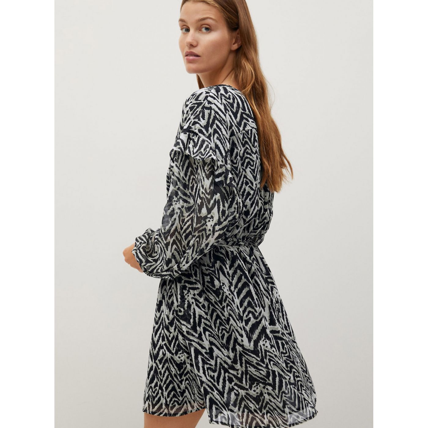 Black-grey patterned mango dress