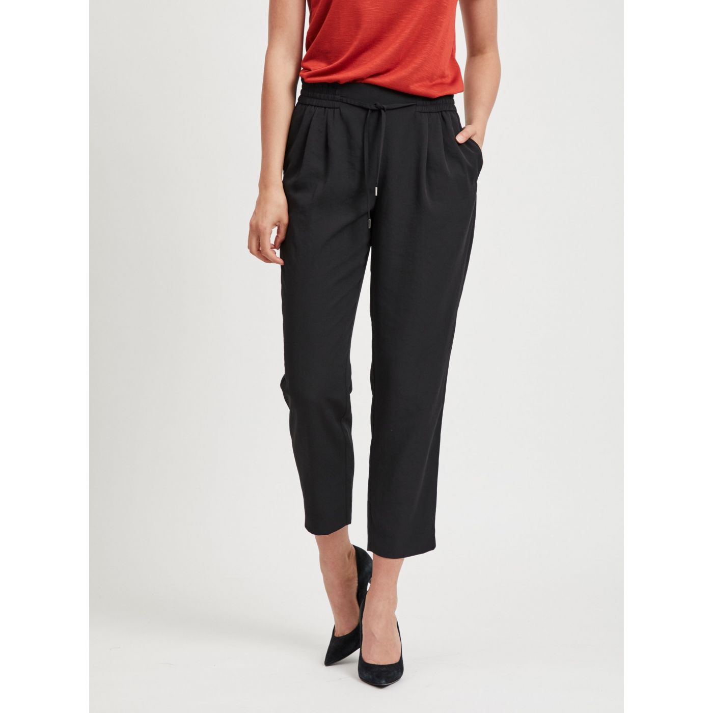 Black cropped trousers VILA Iris