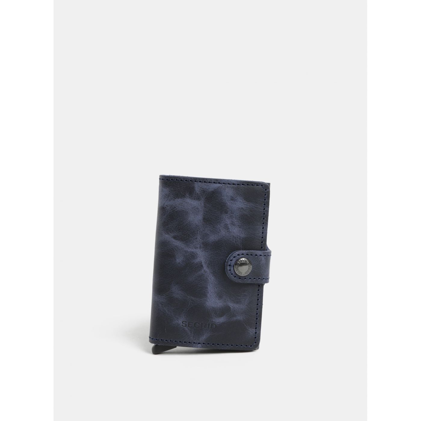 Blue Leather Wallet with Aluminum Case with RFID Secrid Miniwallet