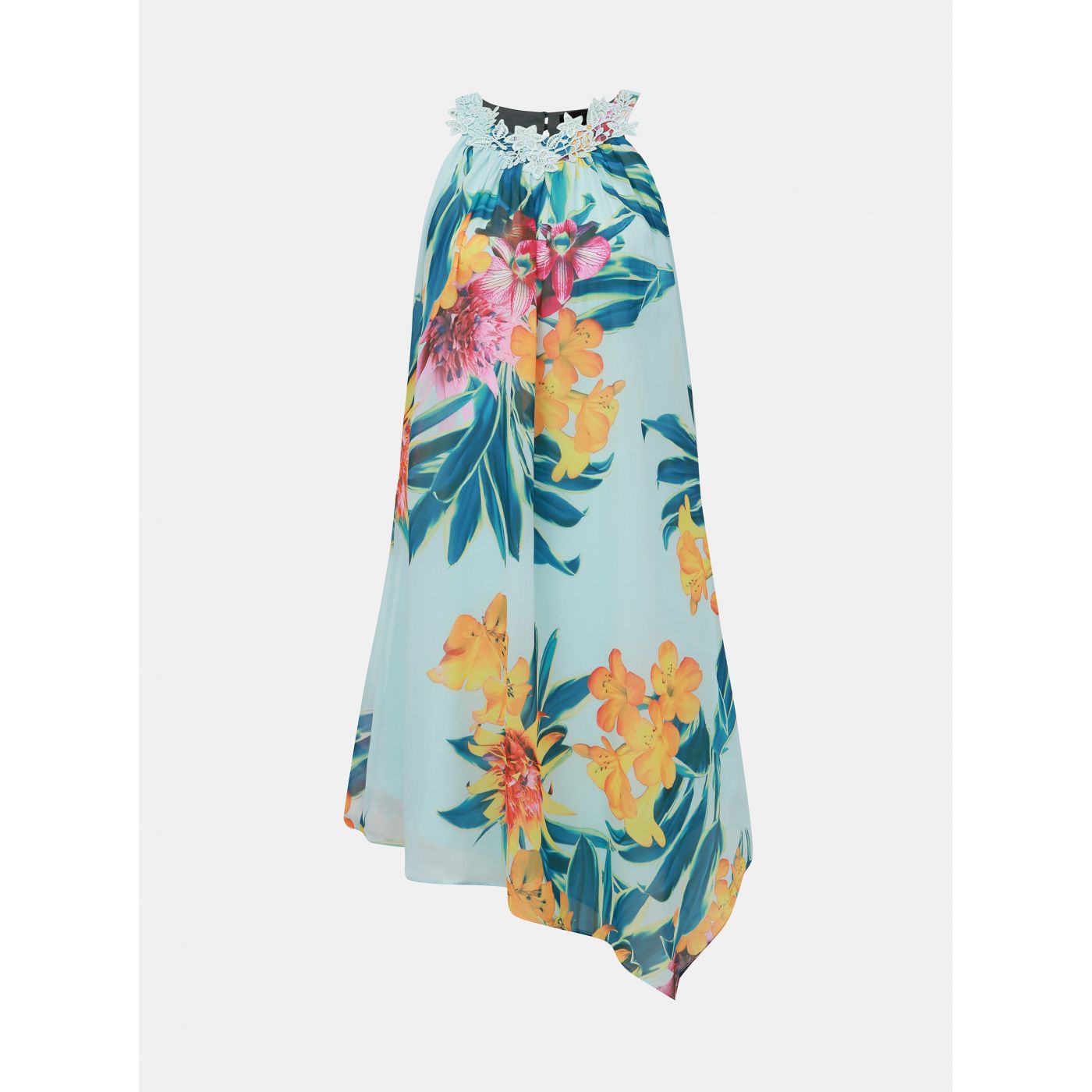 Light Blue Floral Asymmetrical Dress By Dorothy Perkins