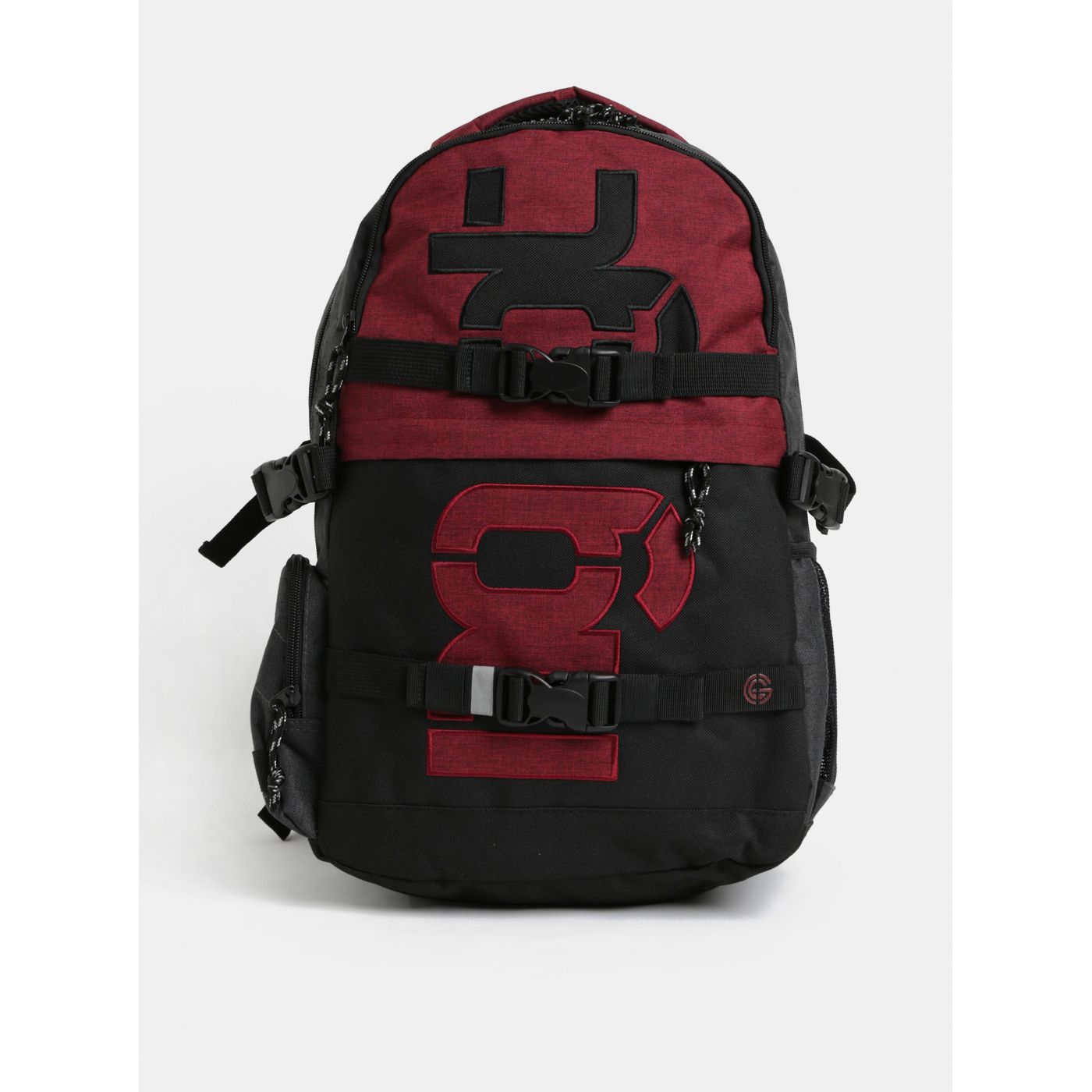Red-grey backpack with detachable lumbar strap and nugget 30 l raincoat