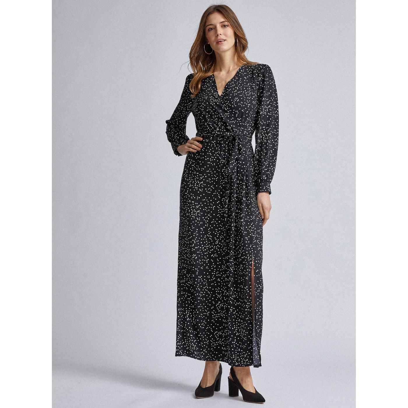 Black dotted maxi dress dorothy perkins
