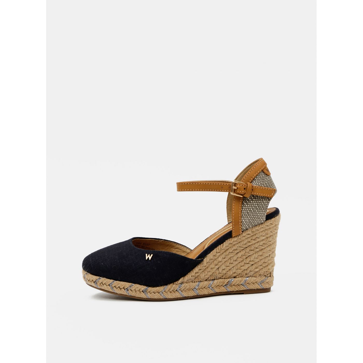 Dark blue women's sandals on wrangler wedge