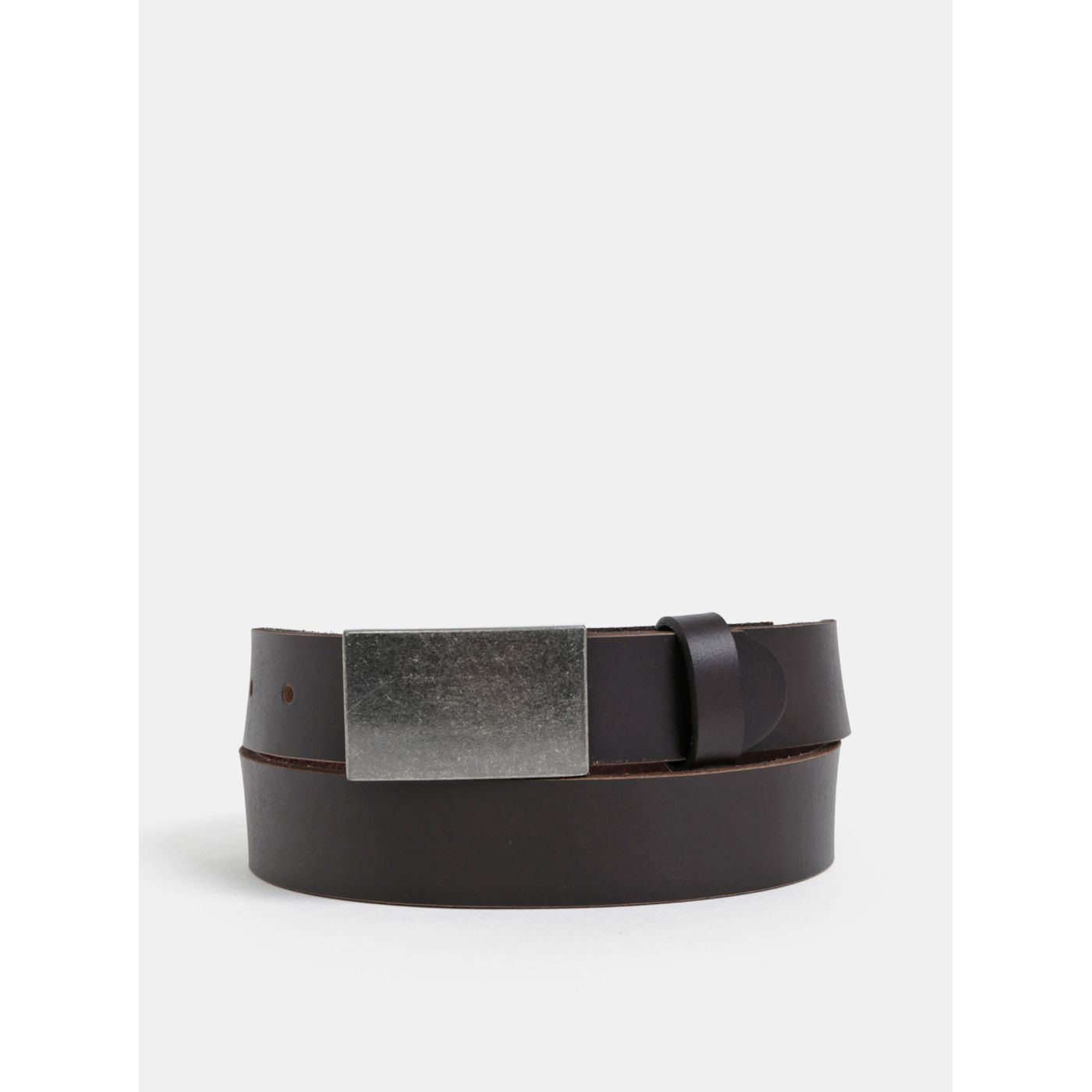 Dark brown leather belt with two Jack & Jones Jerry buckles