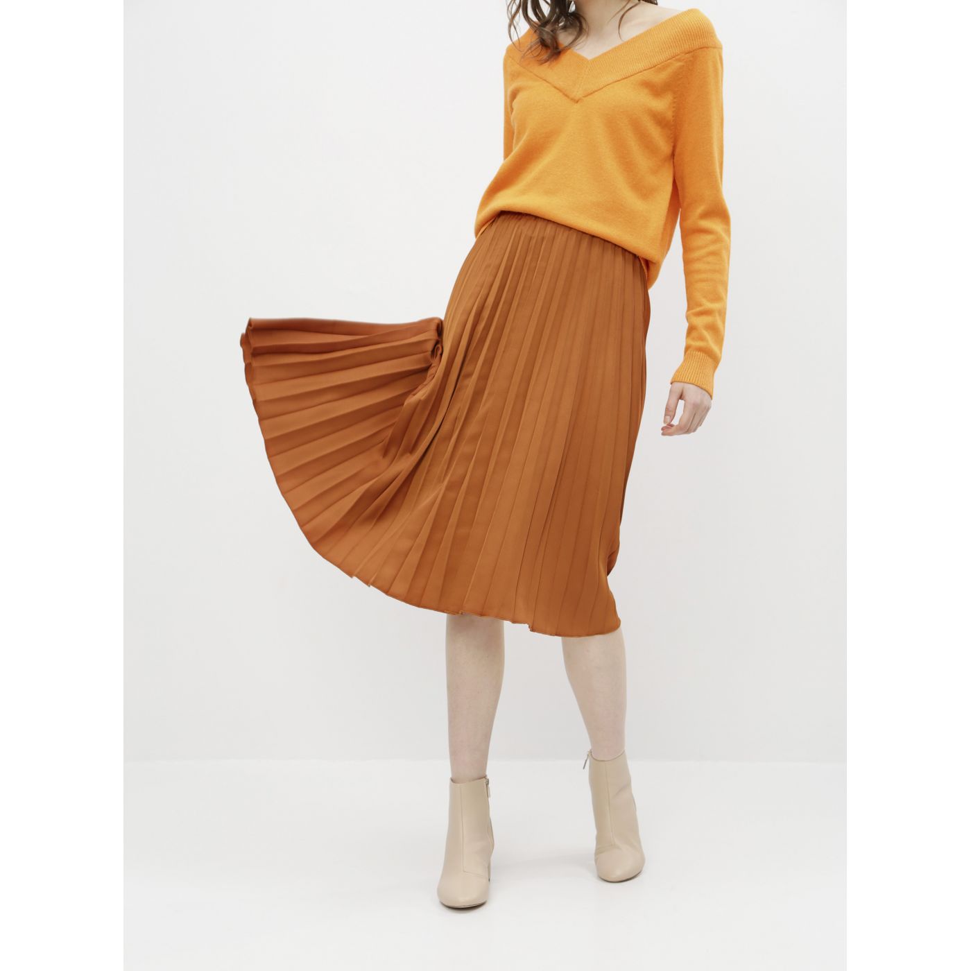 Brown pleated midi skirt ZOOT Kate