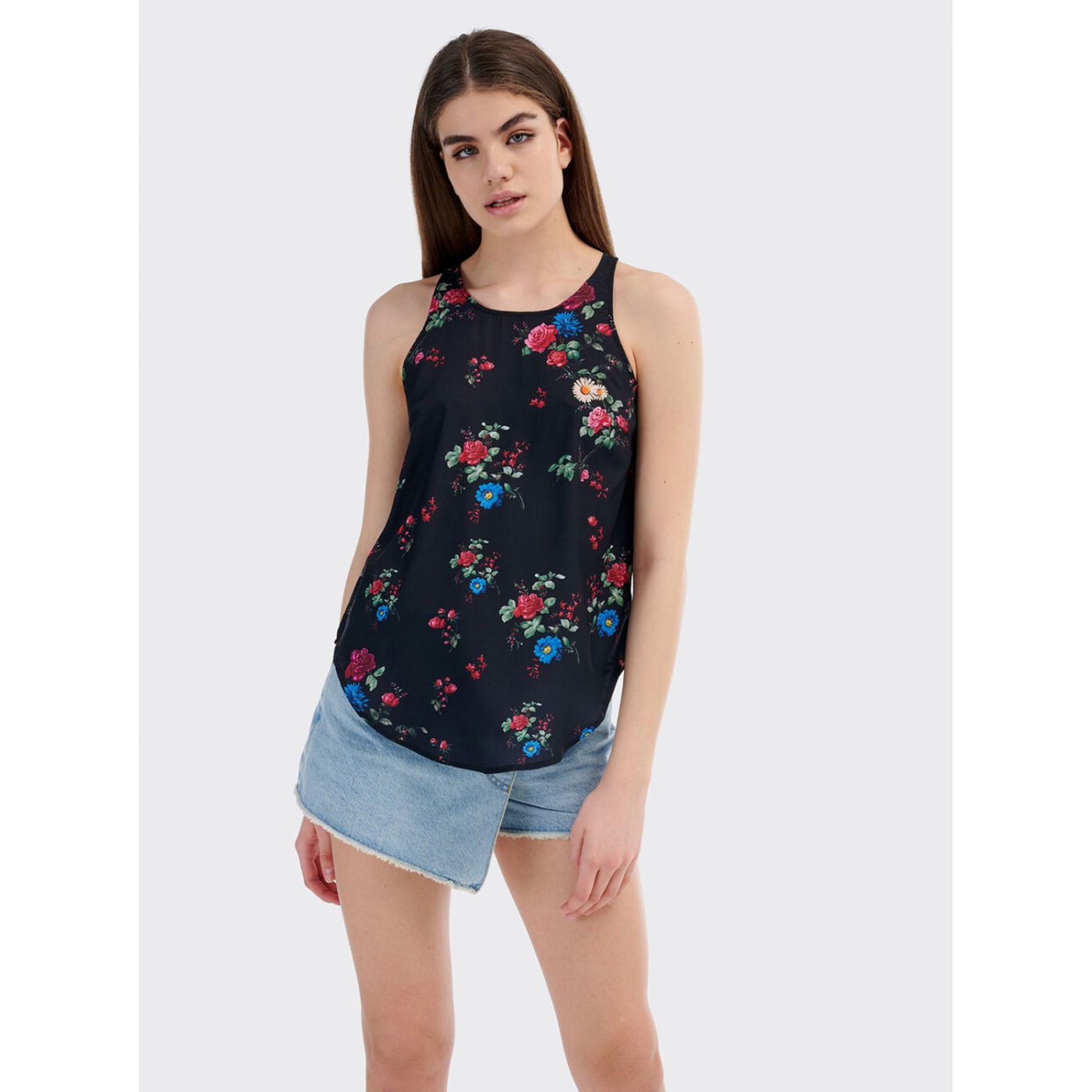 Black Women's Floral Tank Top Alcott