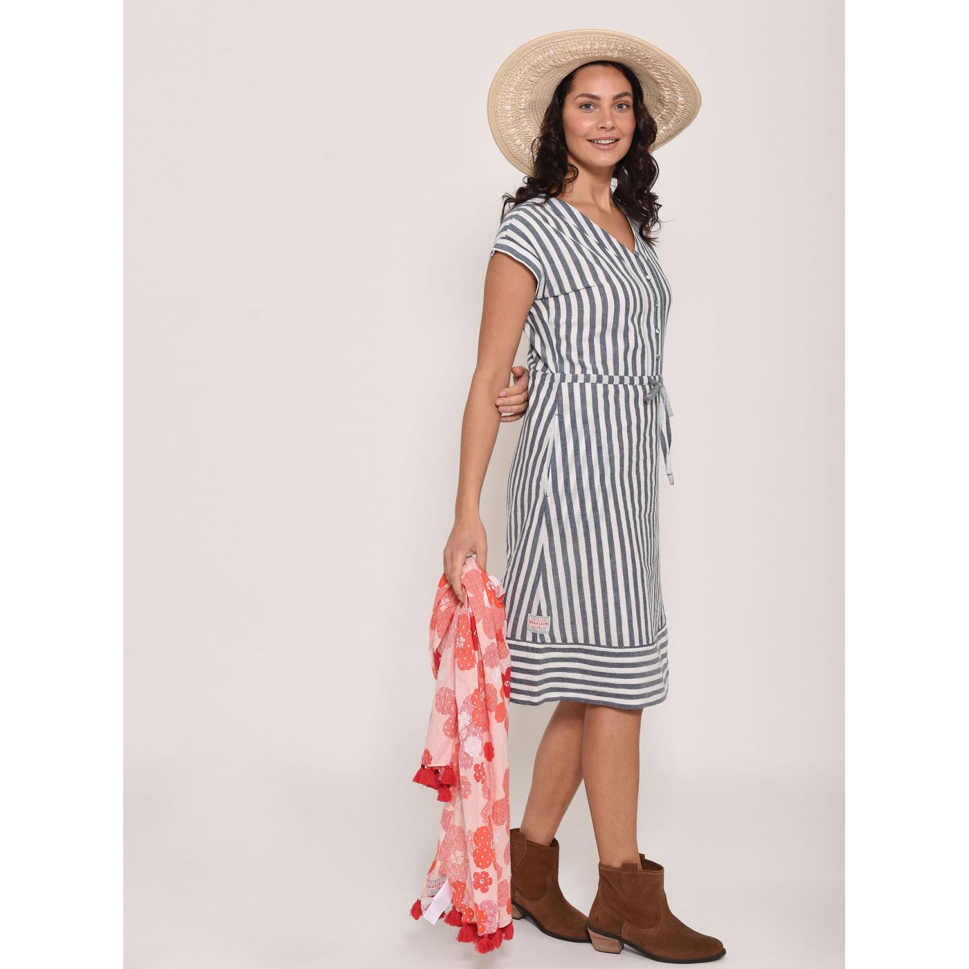 Brakeburn White-Blue Striped Dress