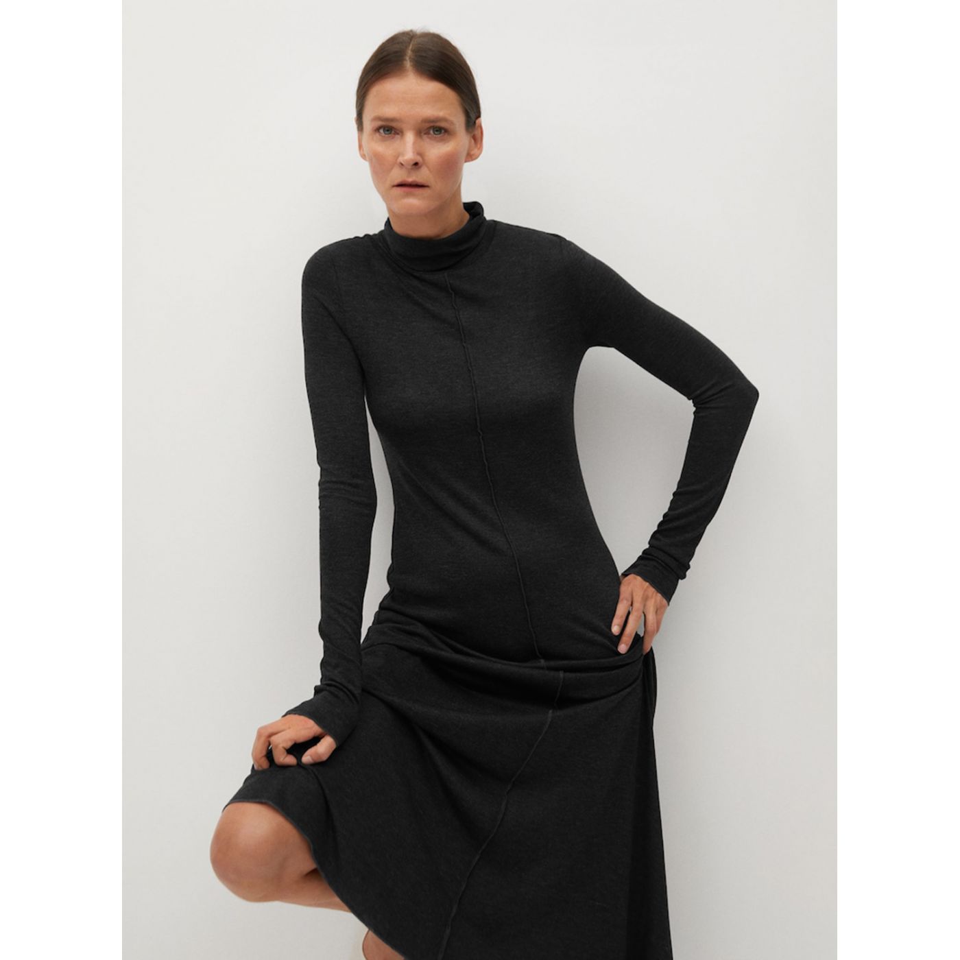 Dark grey maxi dress Mango