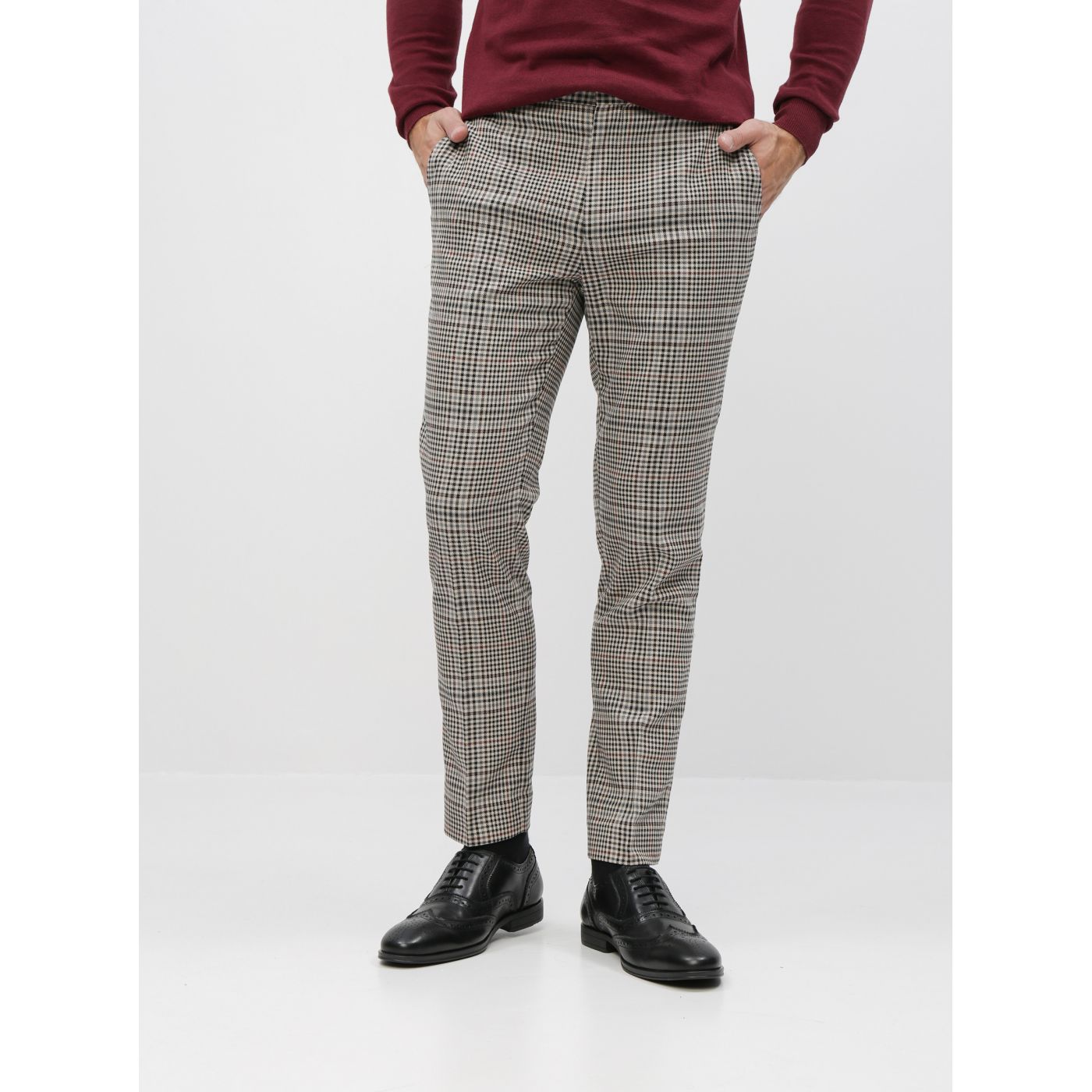 Beige Plaid Suit Skinny Fit Pants Burton Menswear London