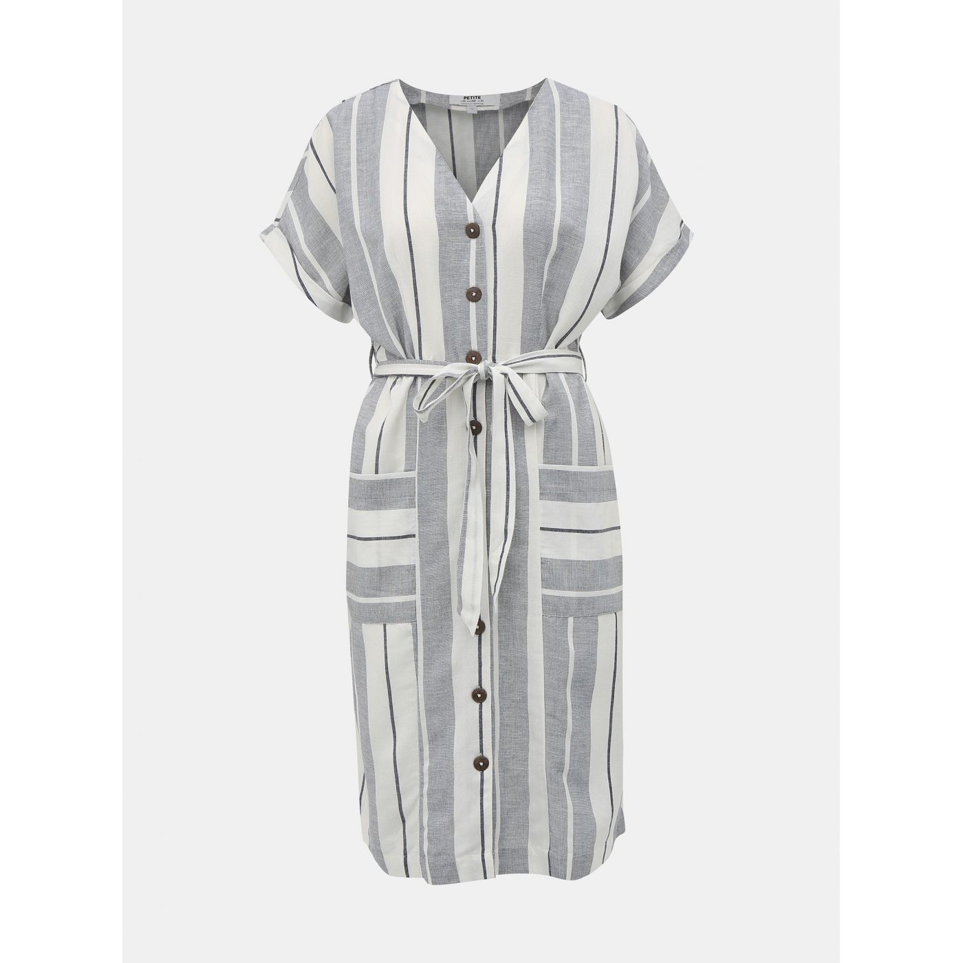 Creamy-grey striped dorothy perkins petite linen dress