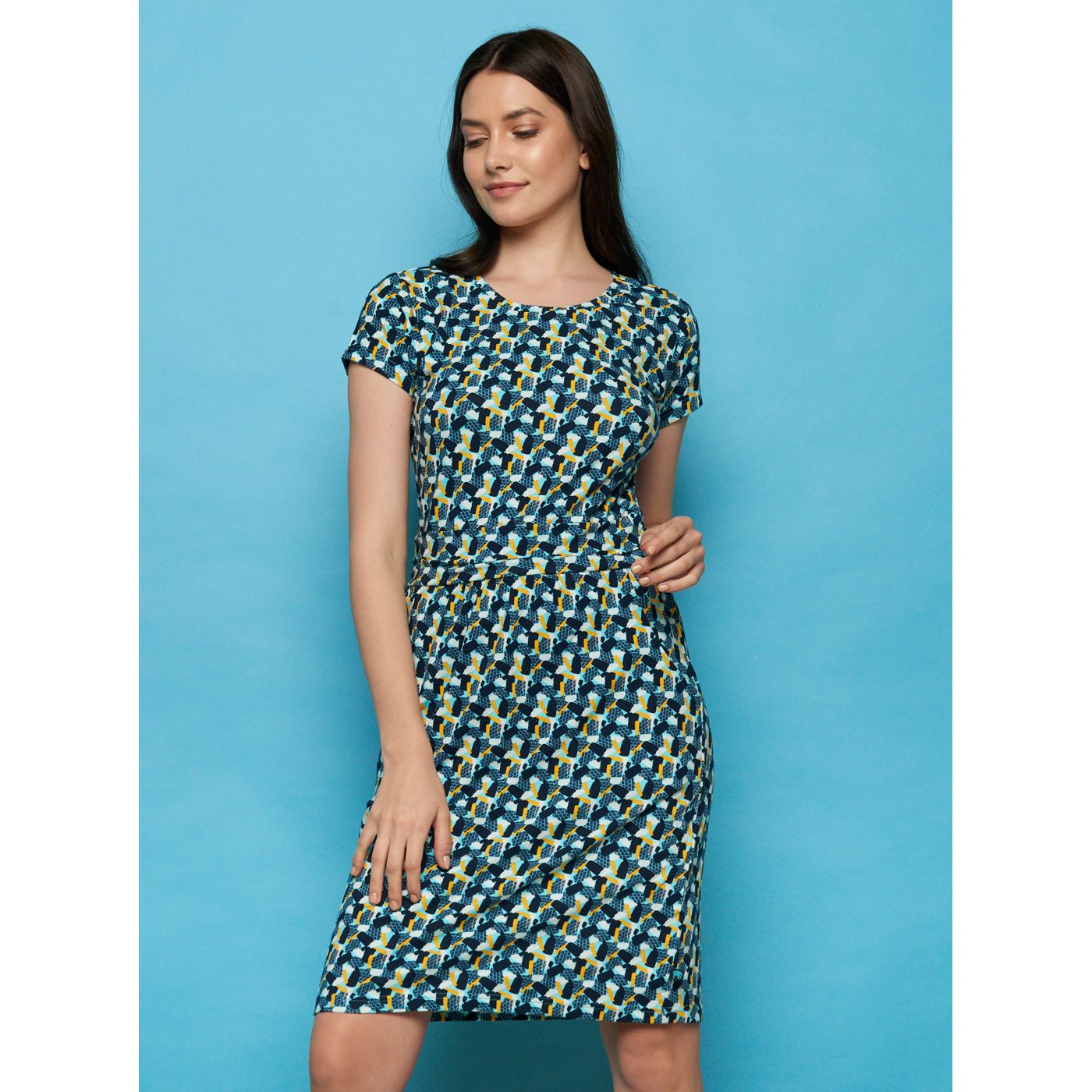 Dark blue patterned dress Tranquillo Loretta