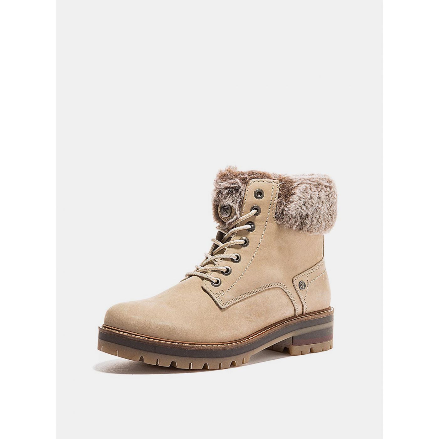 Wrangler Women's Cream Leather Winter Boots