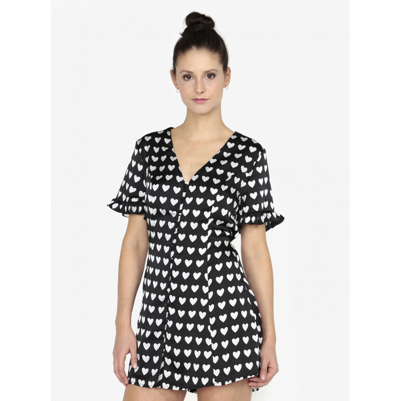 Black satin minidy short sleeve MISSGUIDED