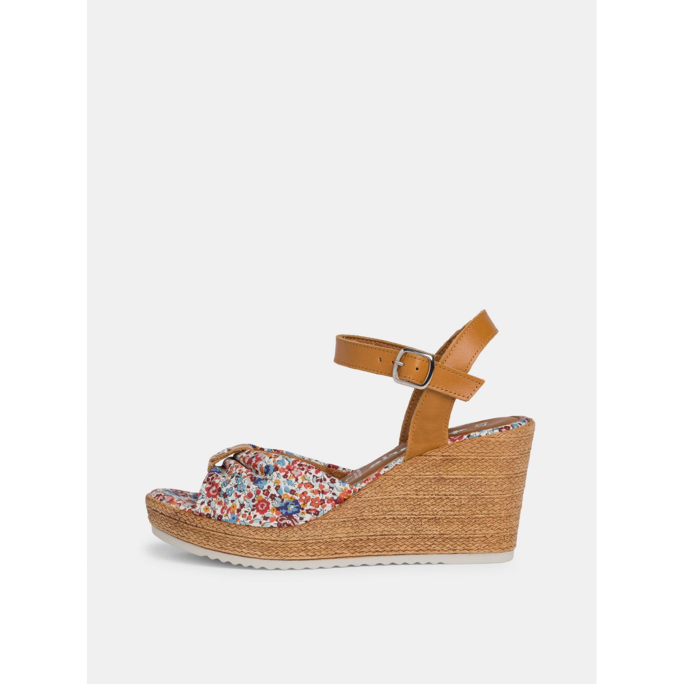 Tamaris brown-blue floral wedge sandals
