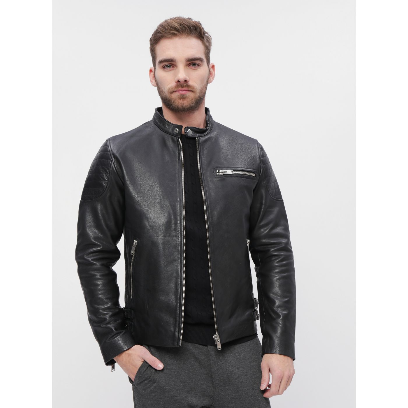 Black Leather Jacket Selected Homme Rudy