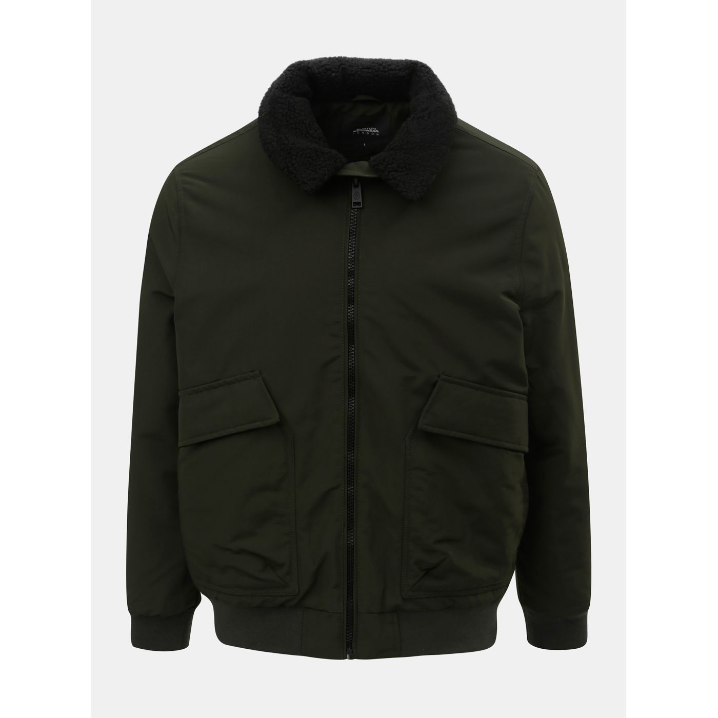 Khaki winter jacket with artificial fur on the collar Burton Menswear London