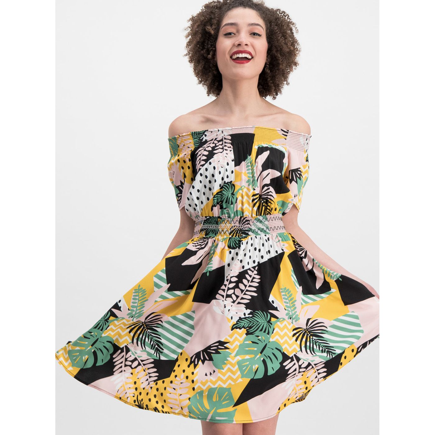 Blutsgeschwister Metropolitan Magic Pink-yellow Patterned Dress