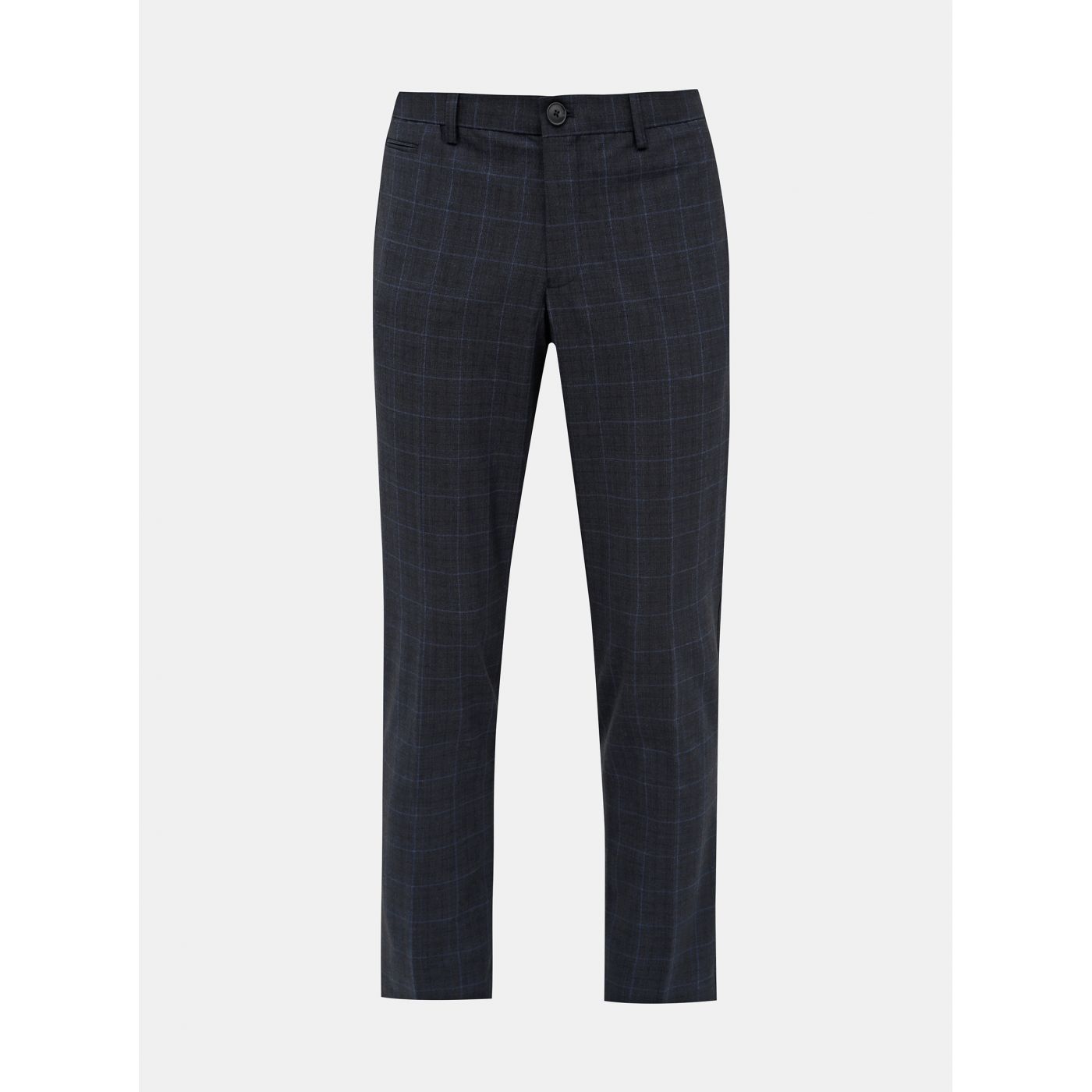 Dark Blue Plaid Slim Fit Kahoty Selected By Homme Kent