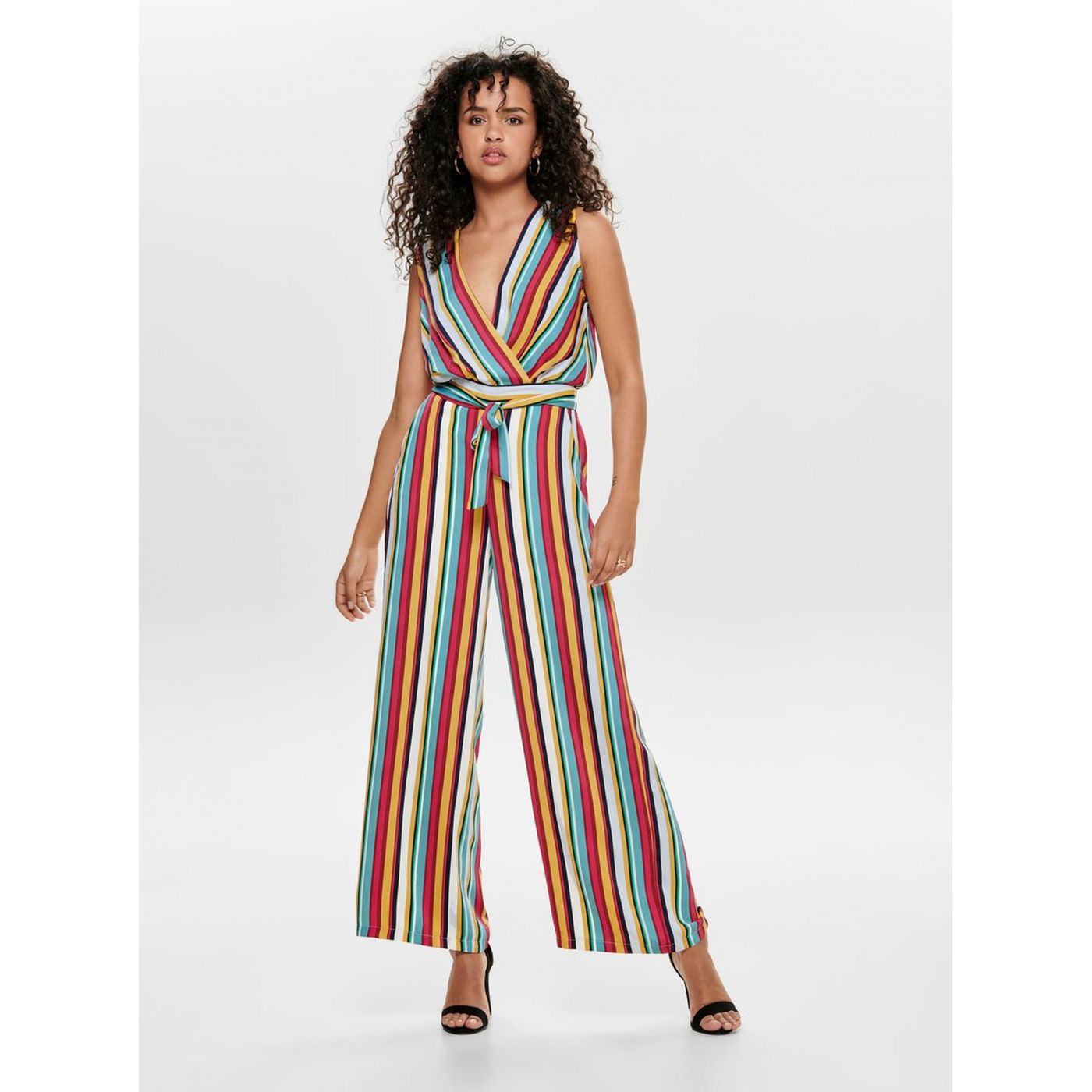 Yellow-pink Striped Jumpsuit ONLY Milly