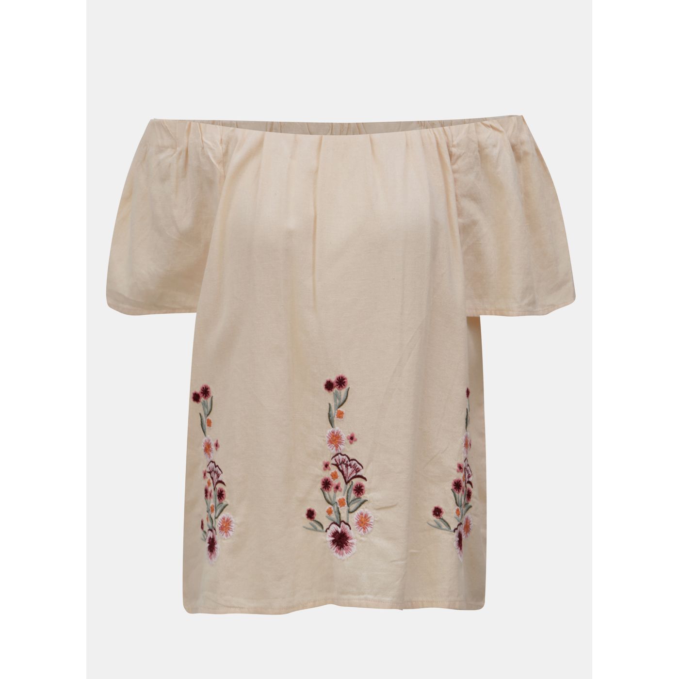 Apricot blouse with floral embroidery and exposed shoulders Dorothy Perkins