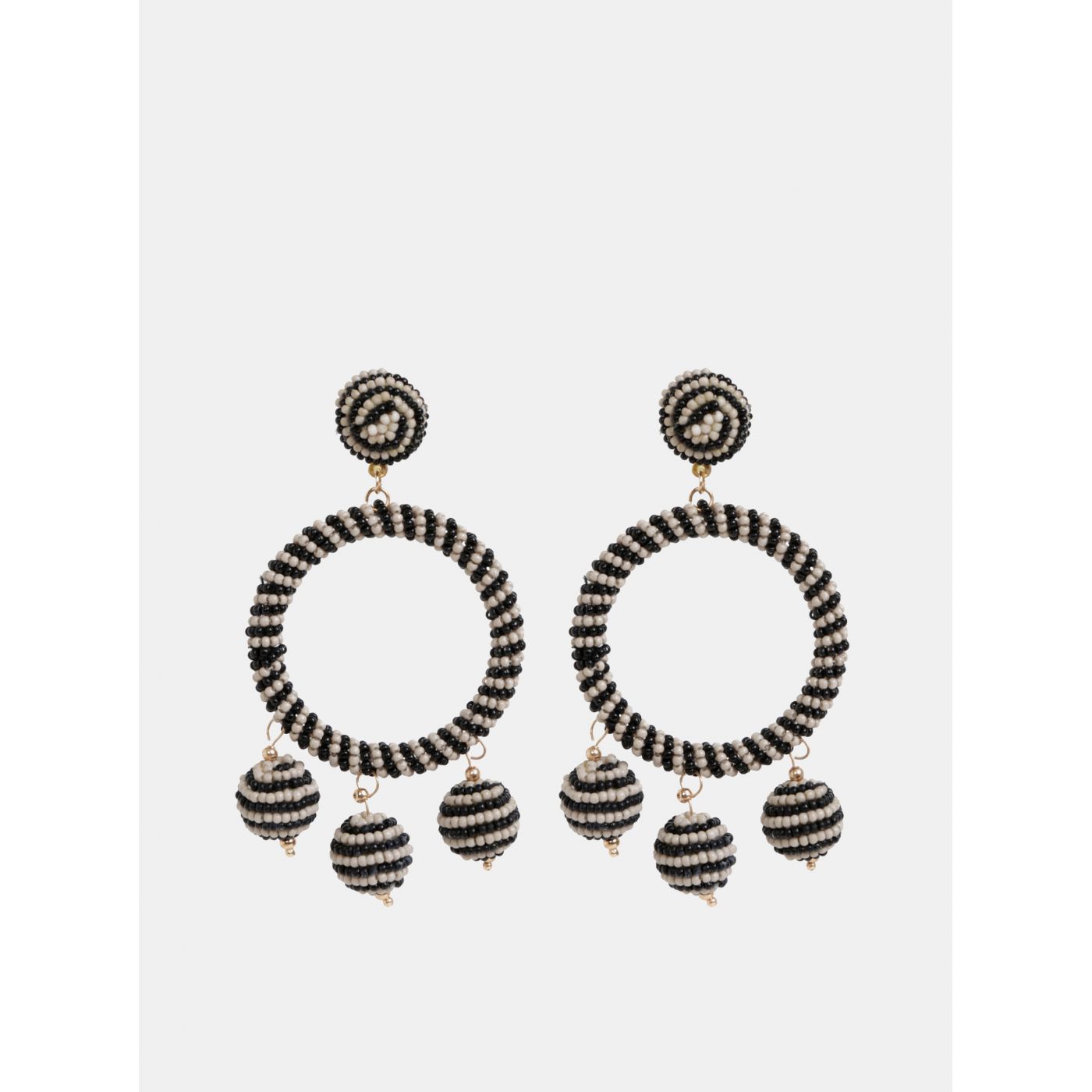 Beige-Black Beaded Earrings Pieces Caroline