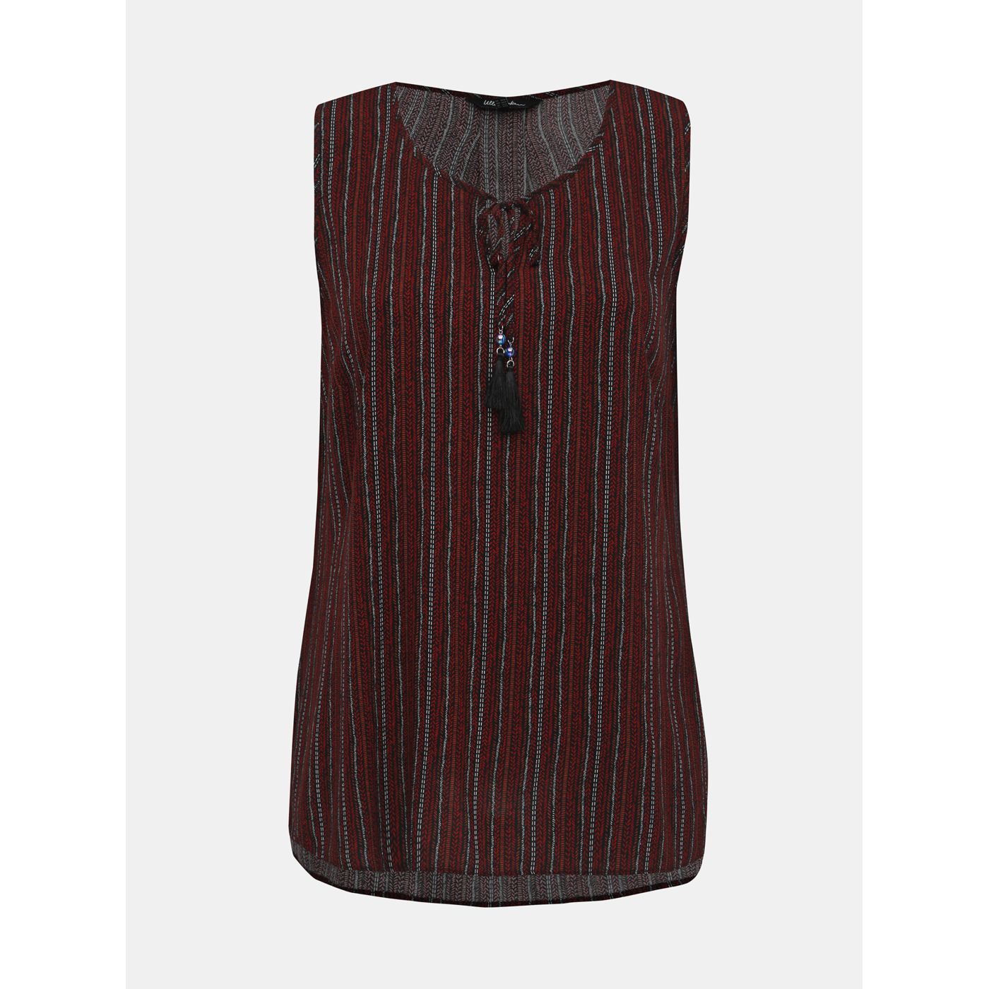 Ulla Popken Red-black Patterned Tank Top
