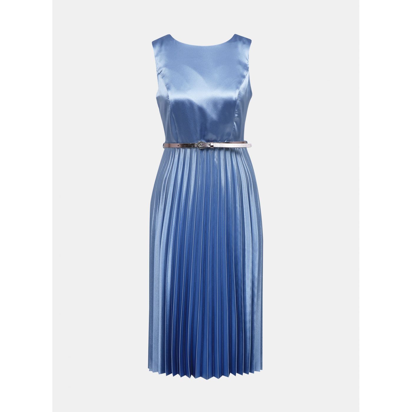 Blue satin dress with pleated Dorothy Perkins skirt