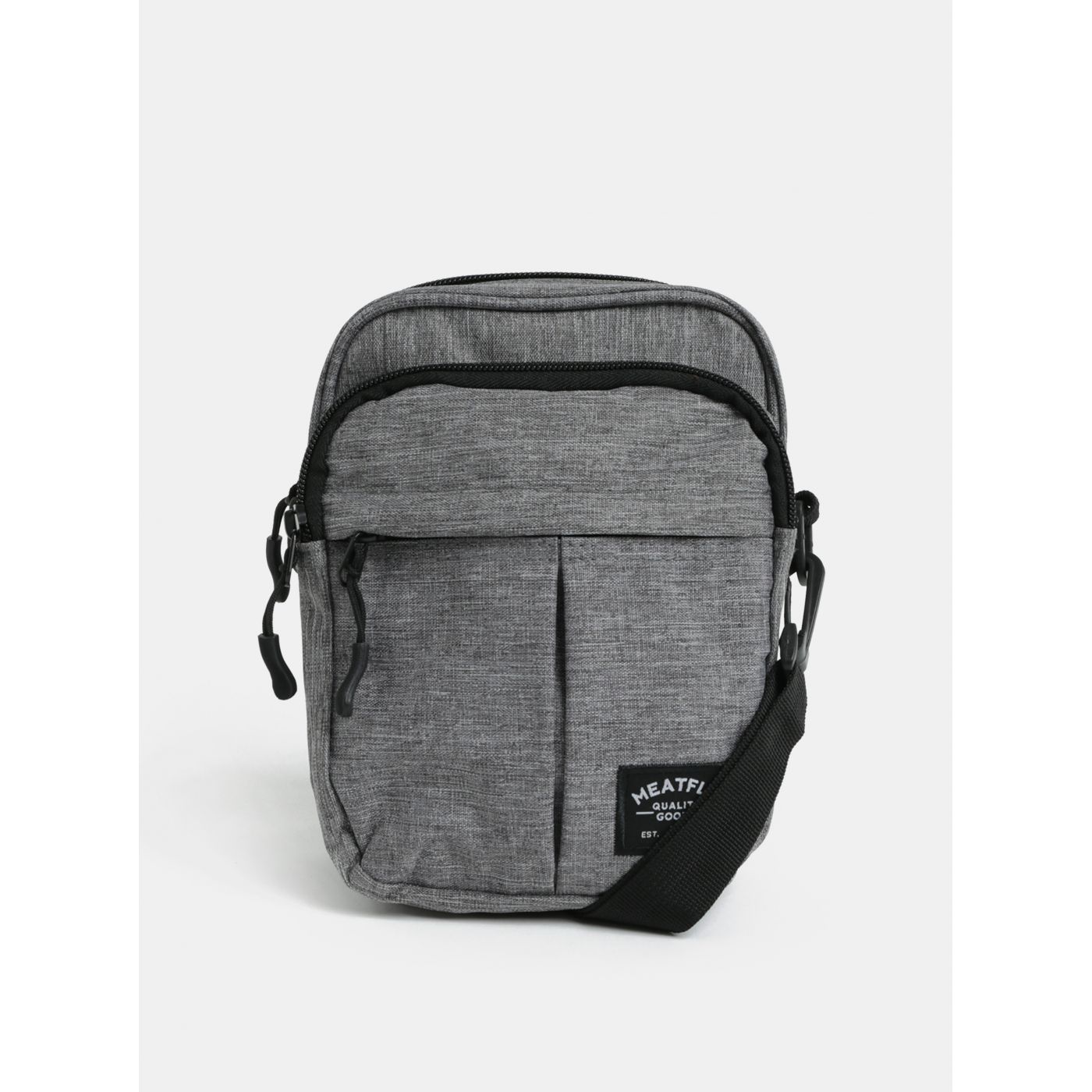 Grey annealed crossbody bag with Meatfly Hardy