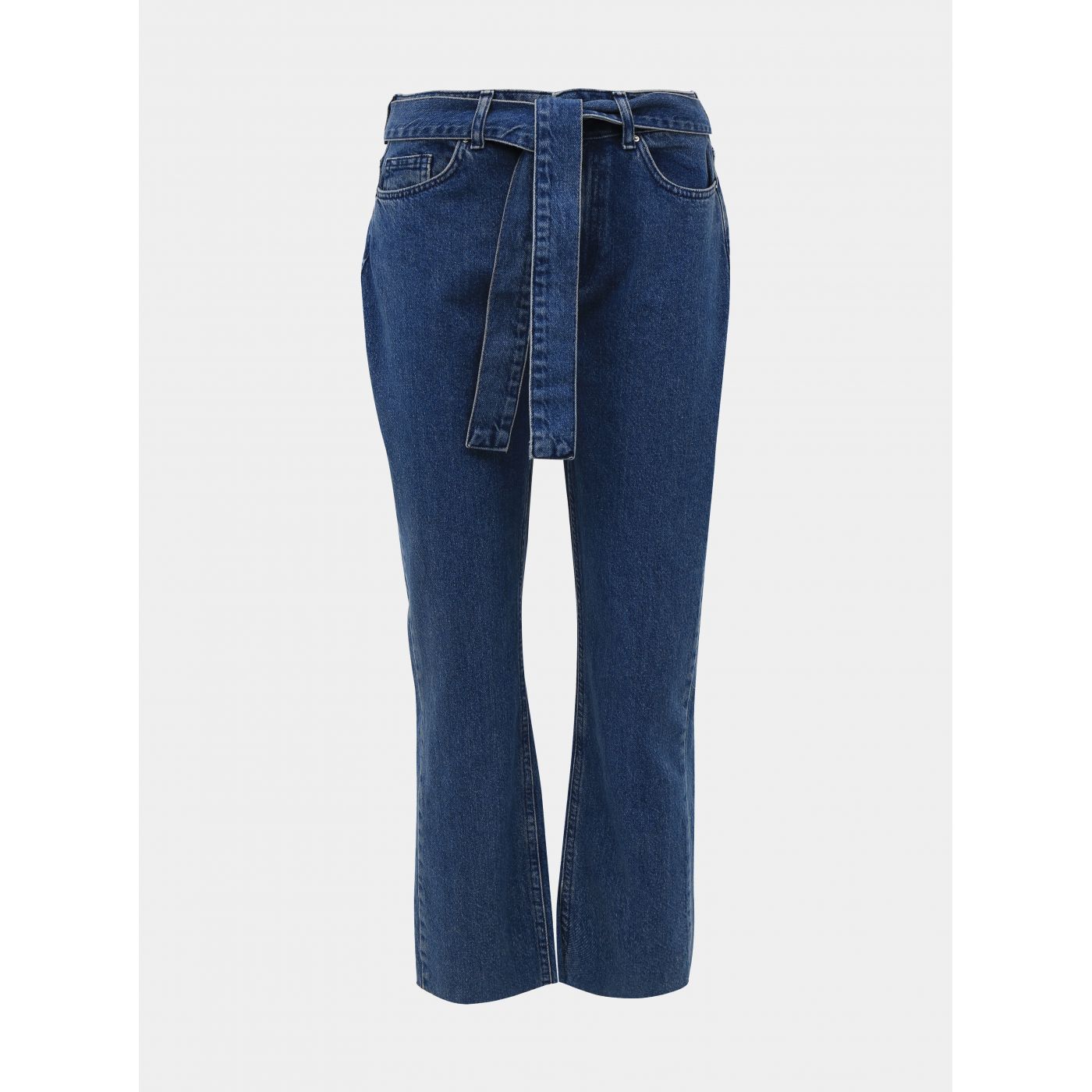 Blue Shortened Straight Fit Jeans M&Co