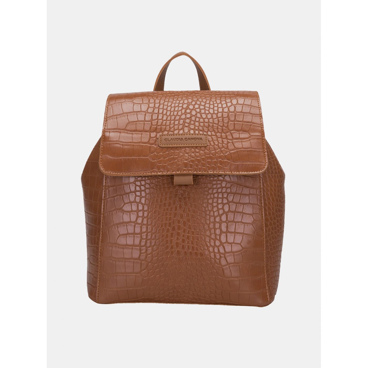 Brown backpack with crocodile pattern Claudia Canova Beth