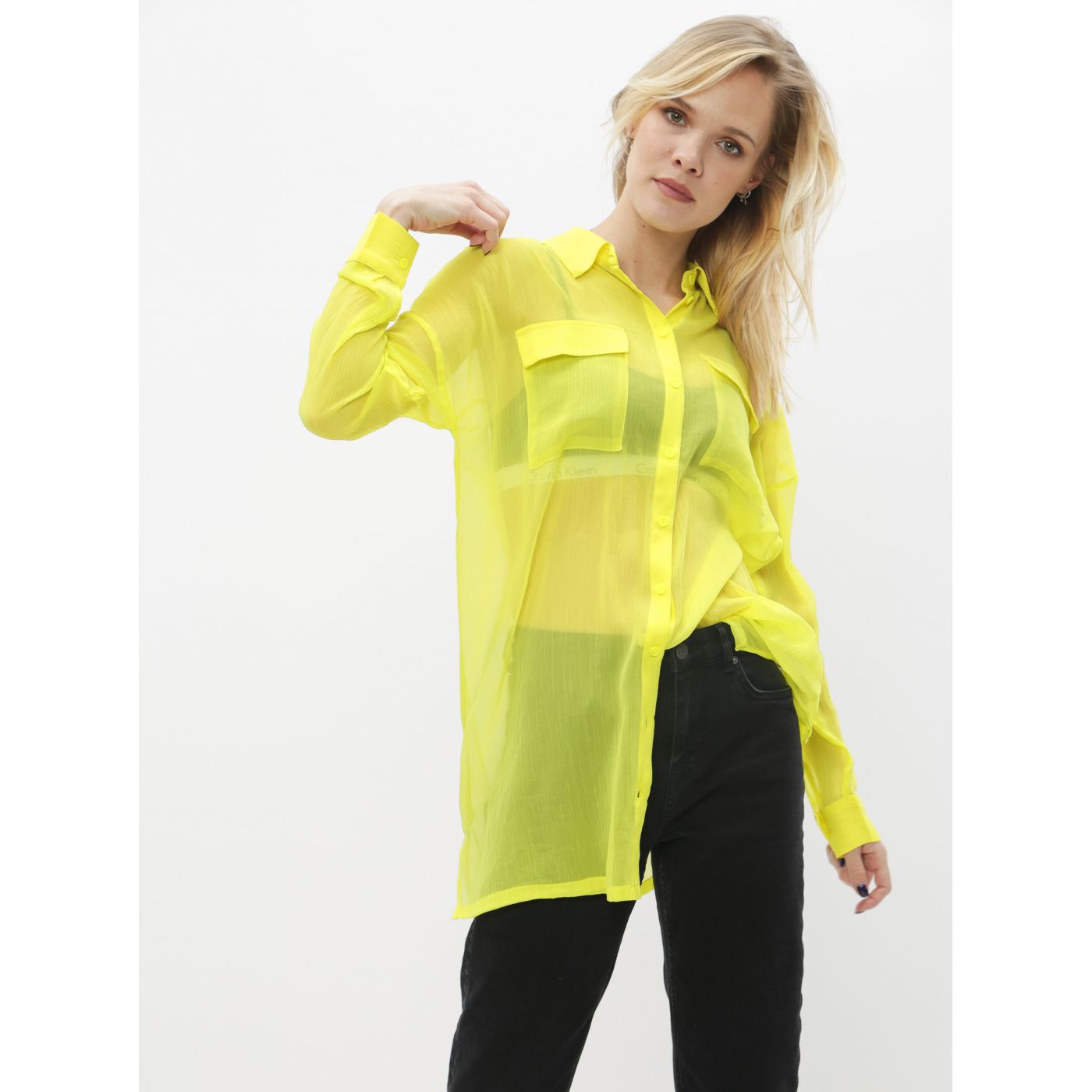 Noisy May Neno Yellow Translucent Shirt