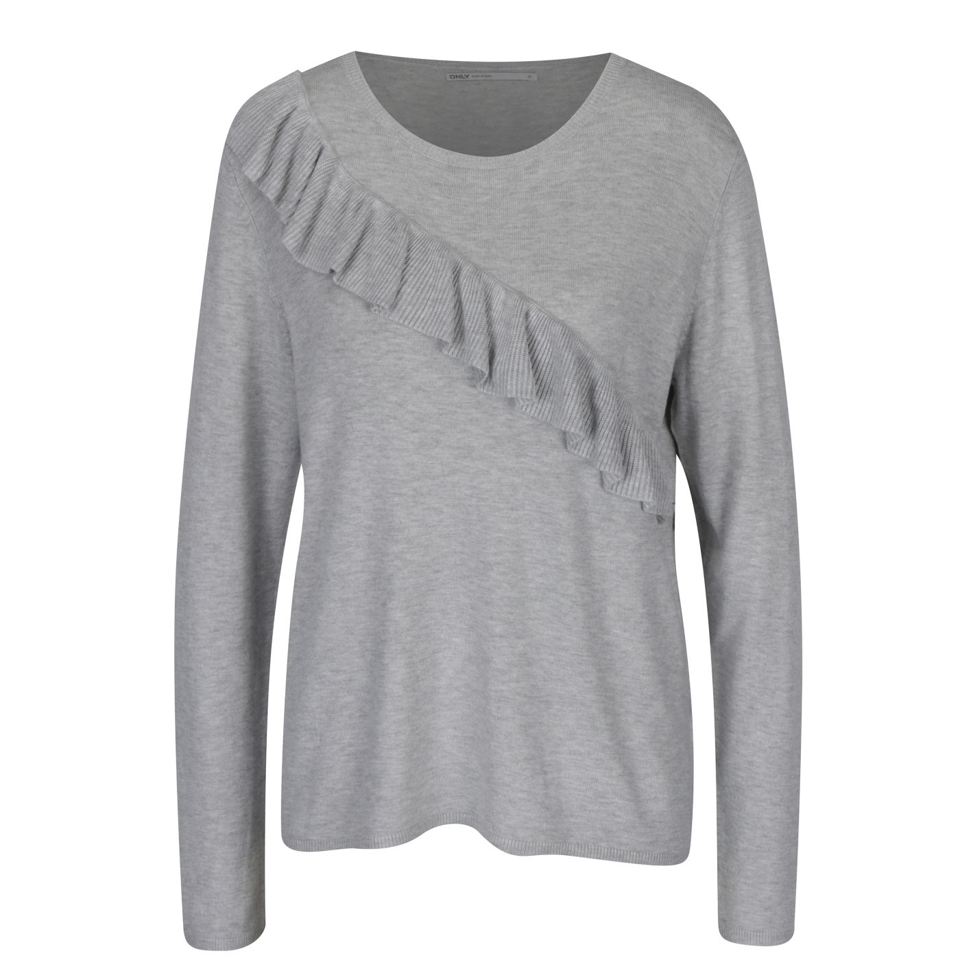 Light grey annealed sweater with ruffle ONLY Mila