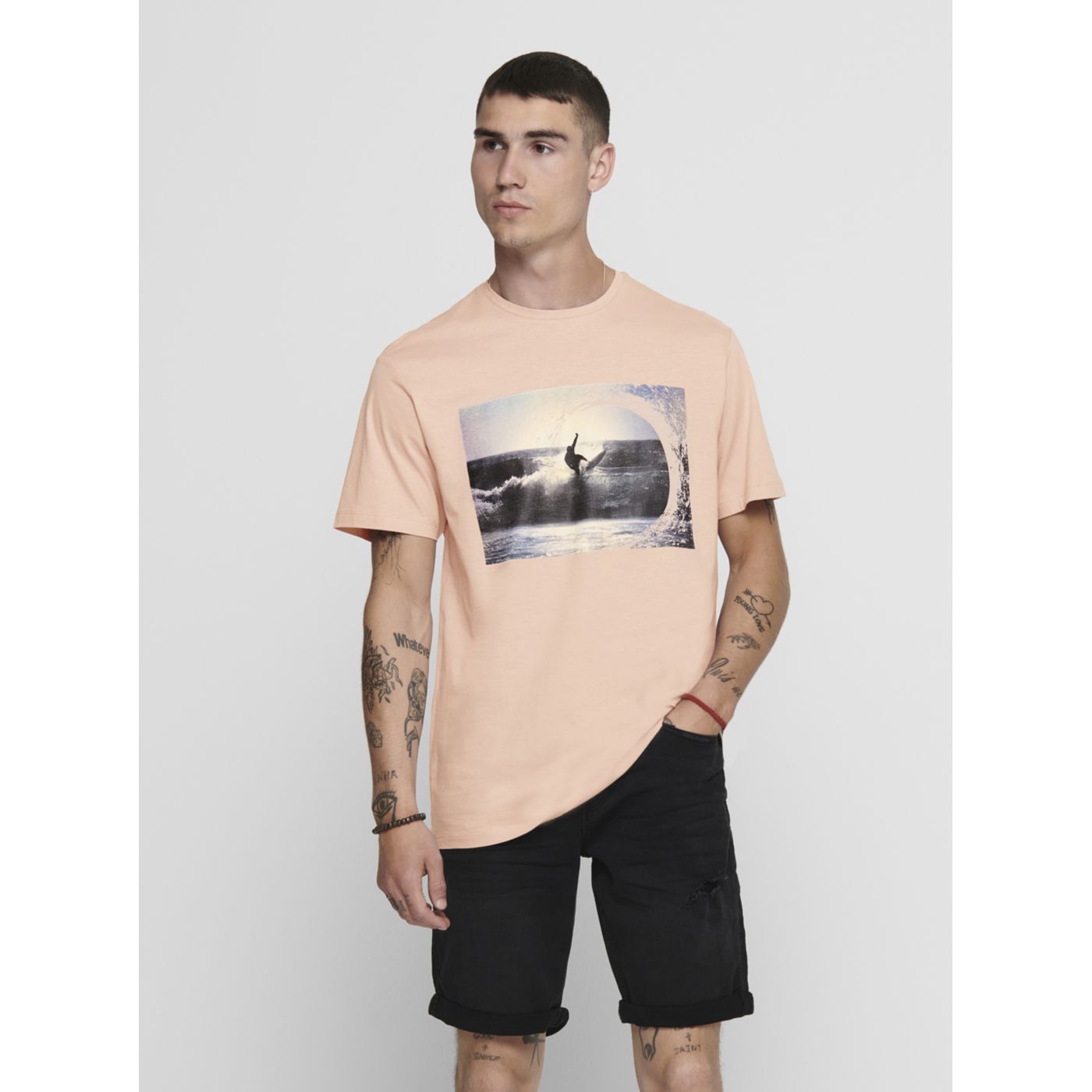 Light pink T-shirt ONLY & SONS Ilo