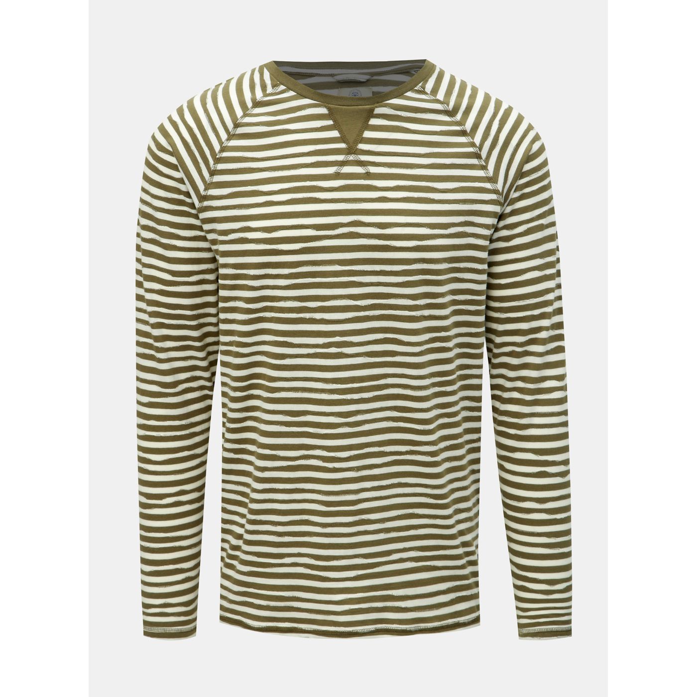 Dstrezzed White-Green Striped Long Sleeve T-Shirt