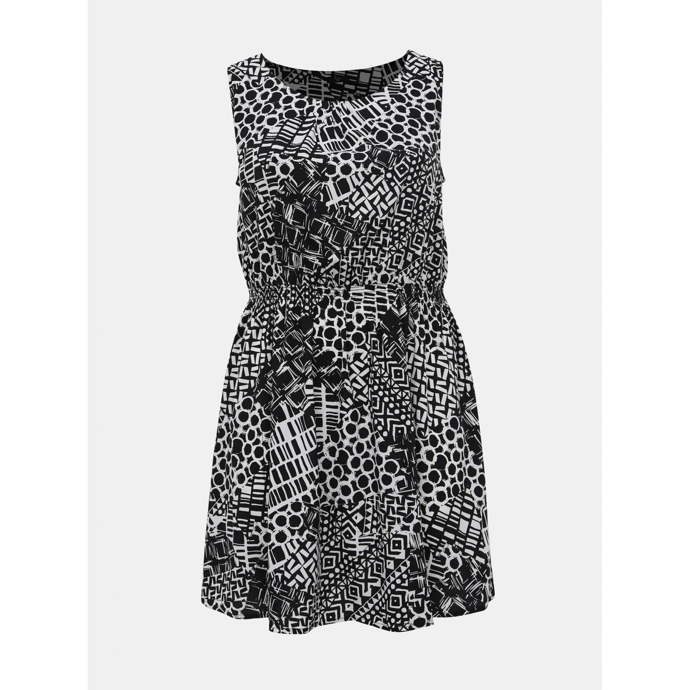 M&Co Plus White-Black Patterned Dress